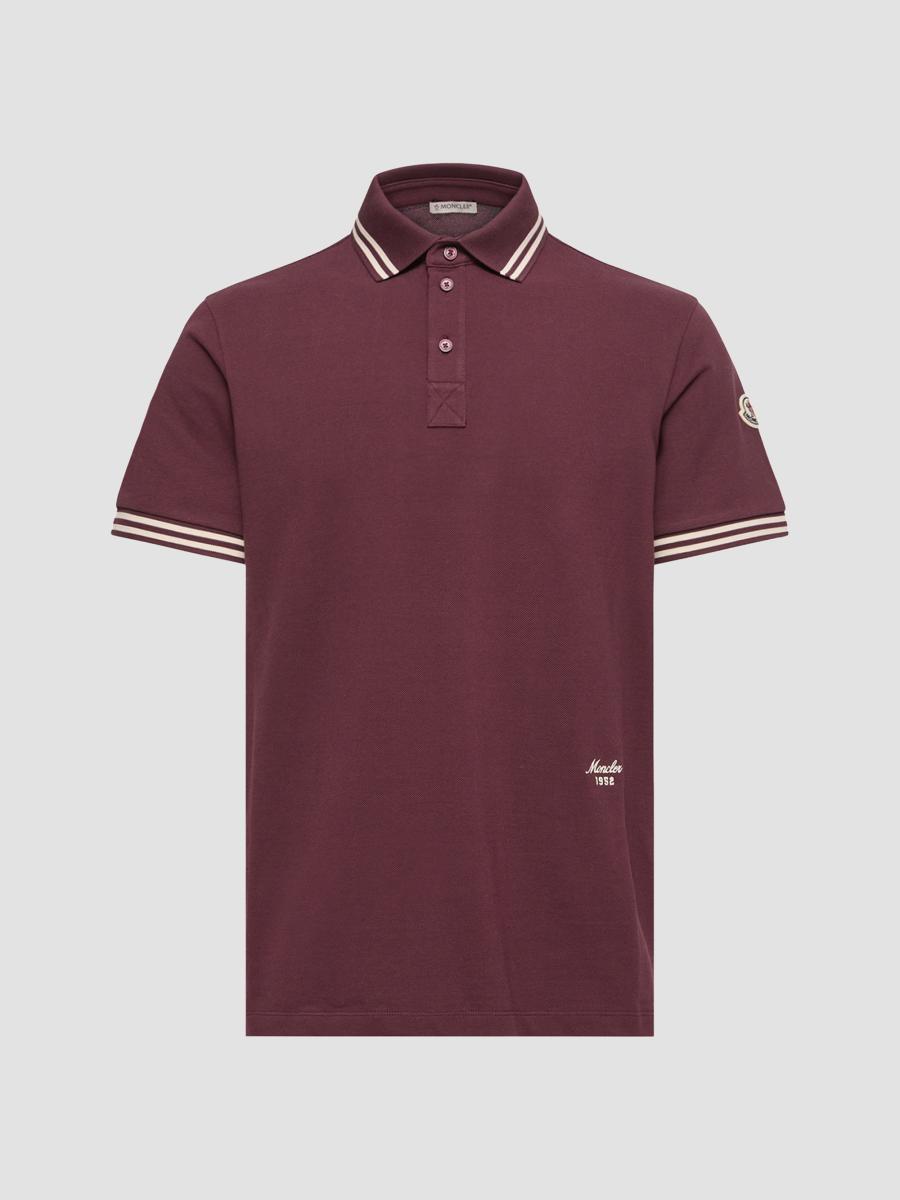 Moncler Men's Polo Shirt In Cotton Piquet In Burgundy