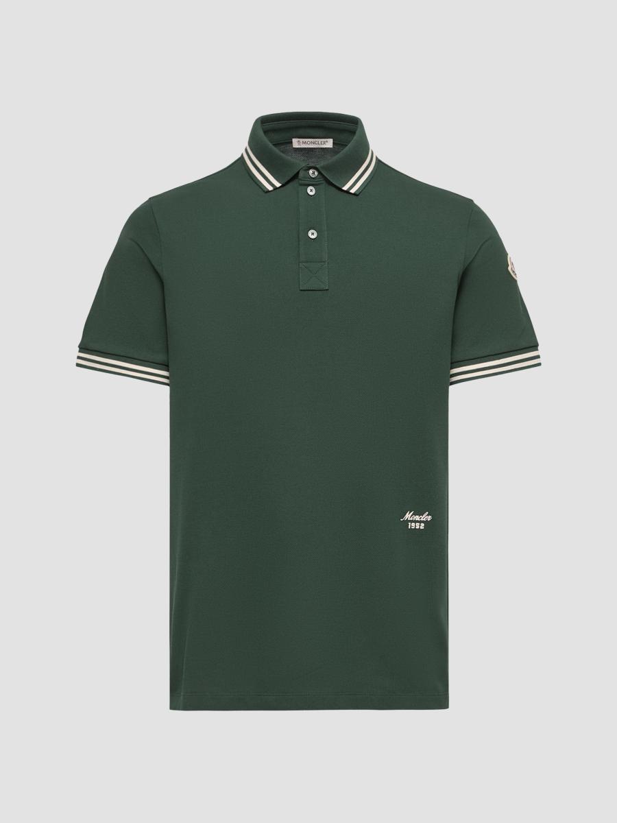 Moncler Men's Polo Shirt In Cotton Piquet In Green