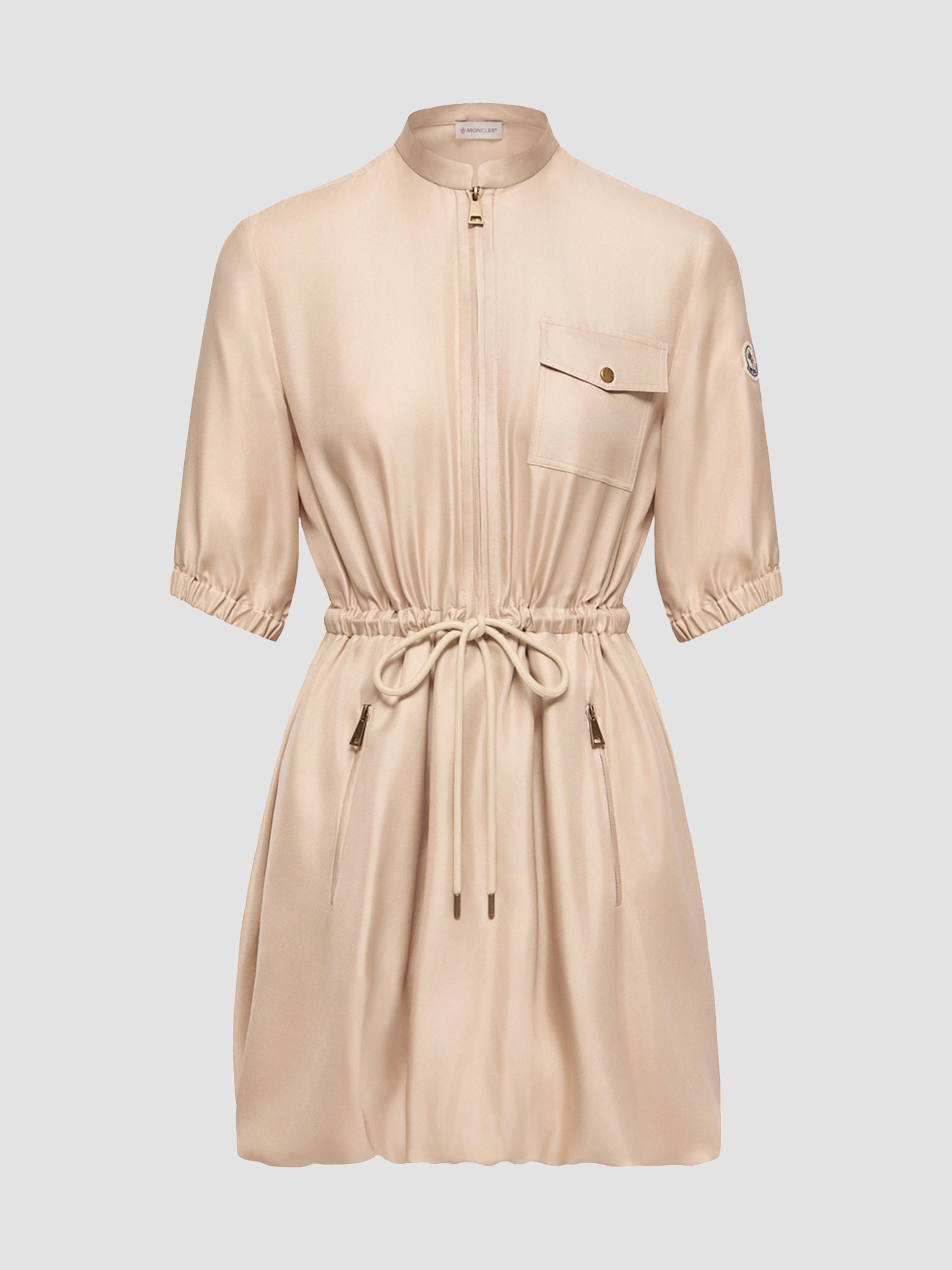Moncler Women's Shirt Dress in Silk Twill - Light Beige | Thumbnail 5