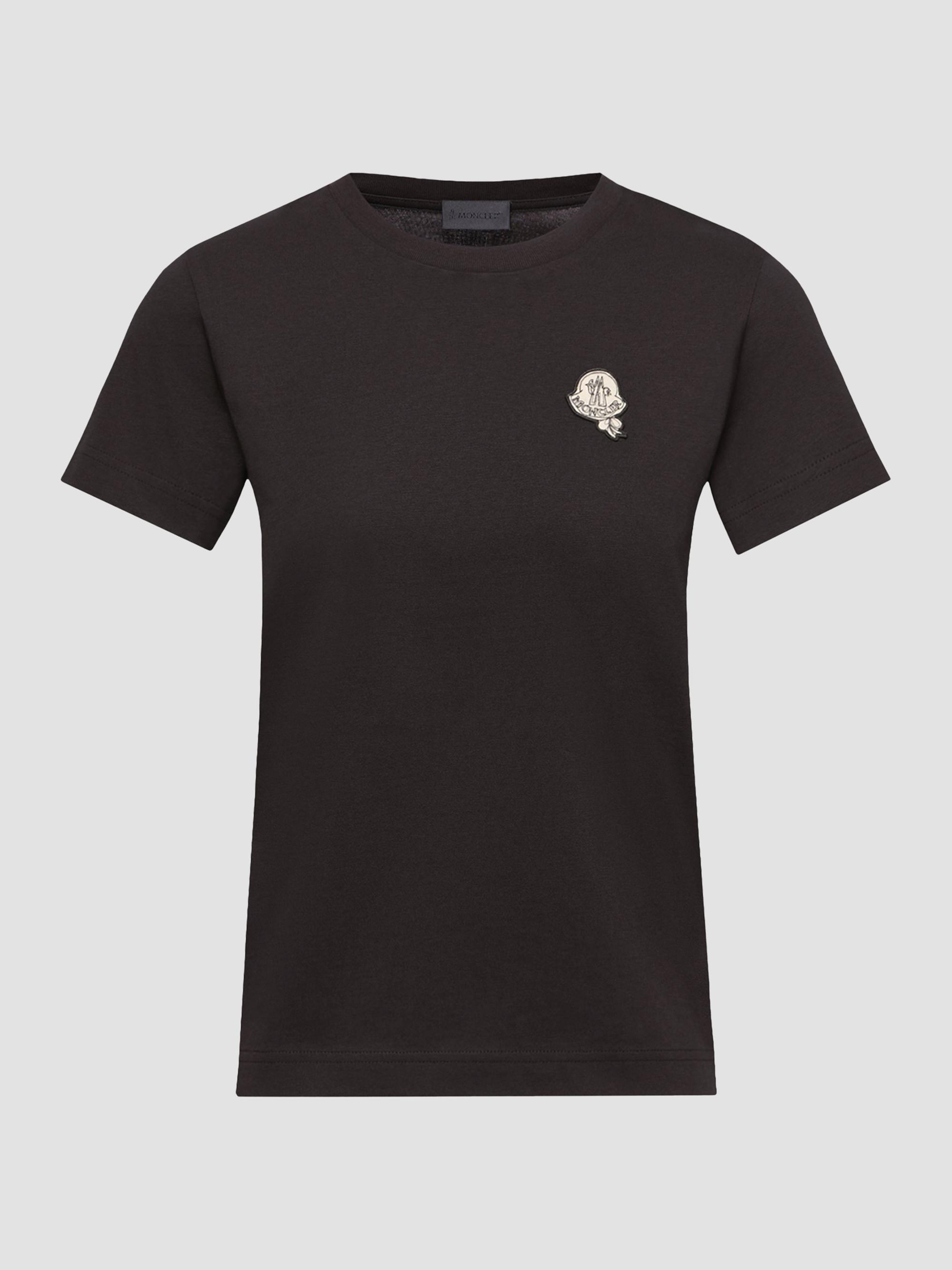 Moncler Women's Crew Neck T-Shirt in Cotton - Black | Thumbnail 5