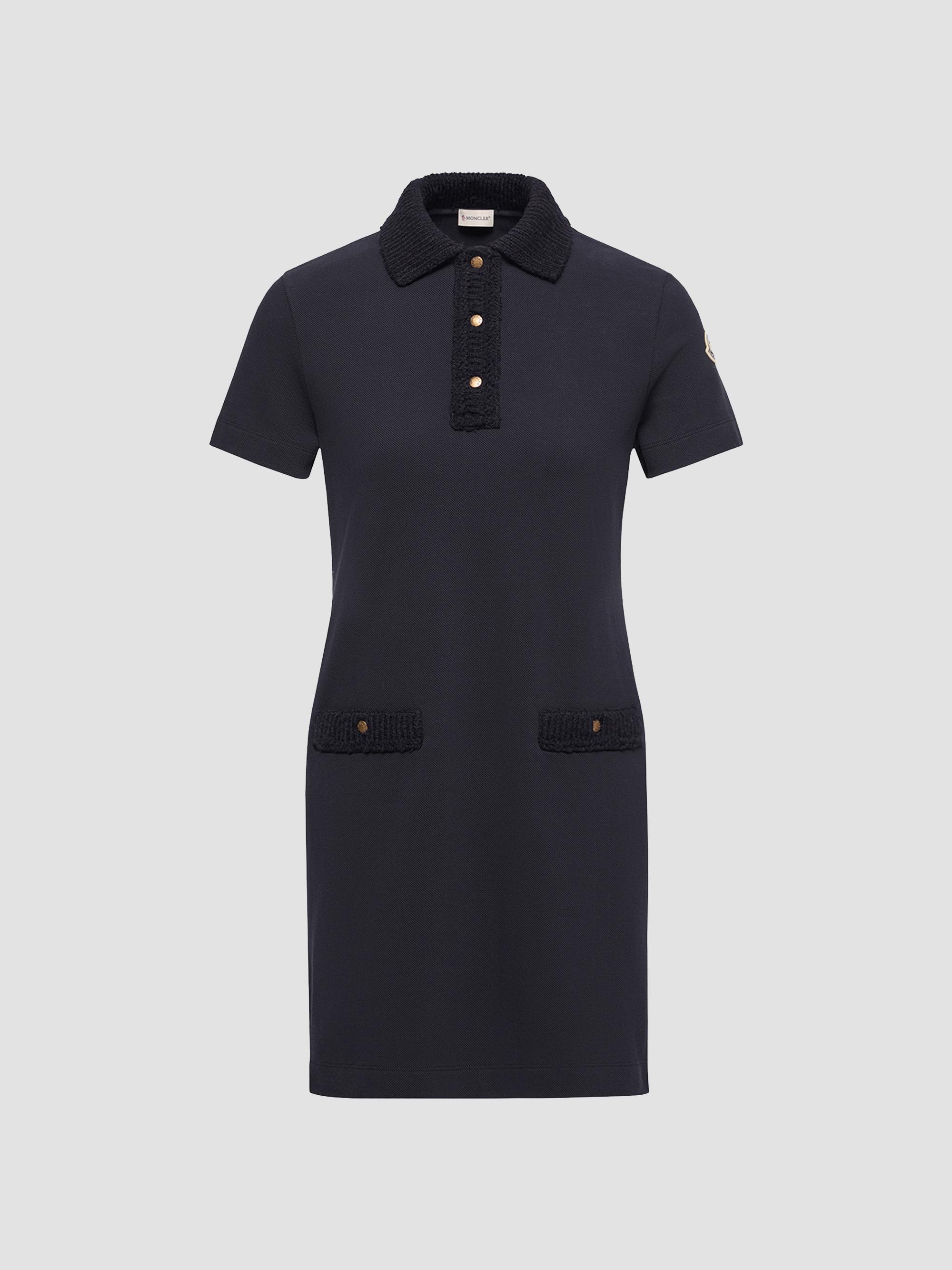 Moncler Women's Polo Dress in Cotton Piquet - Dark Blue | Thumbnail 5