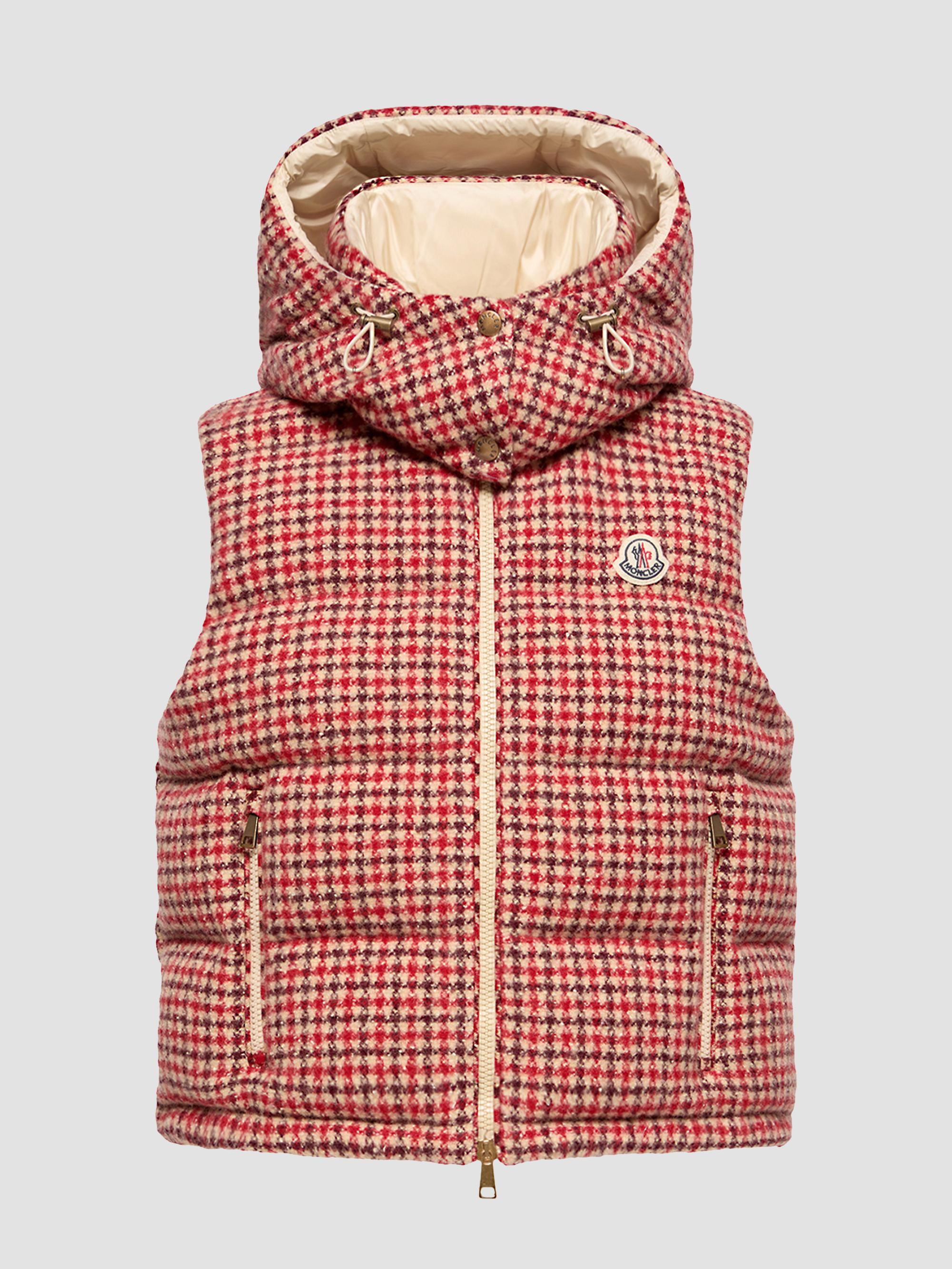 Moncler Women's Niverolle Puffer Vest in Houndstooth Wool Blend | Thumbnail 5