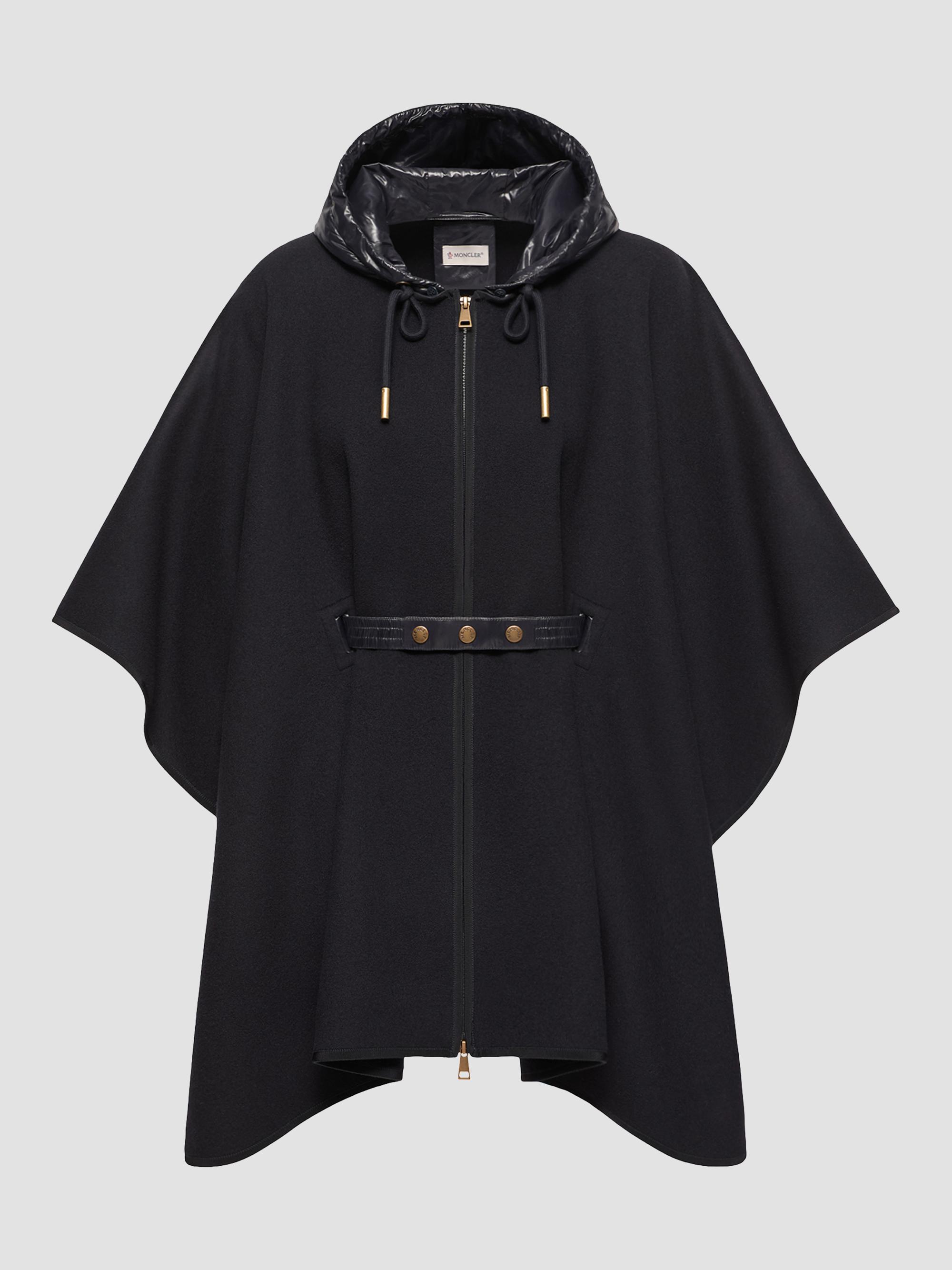 Moncler Women's Down-Filled Cape in Wool Blend - Dark Blue | Thumbnail 5