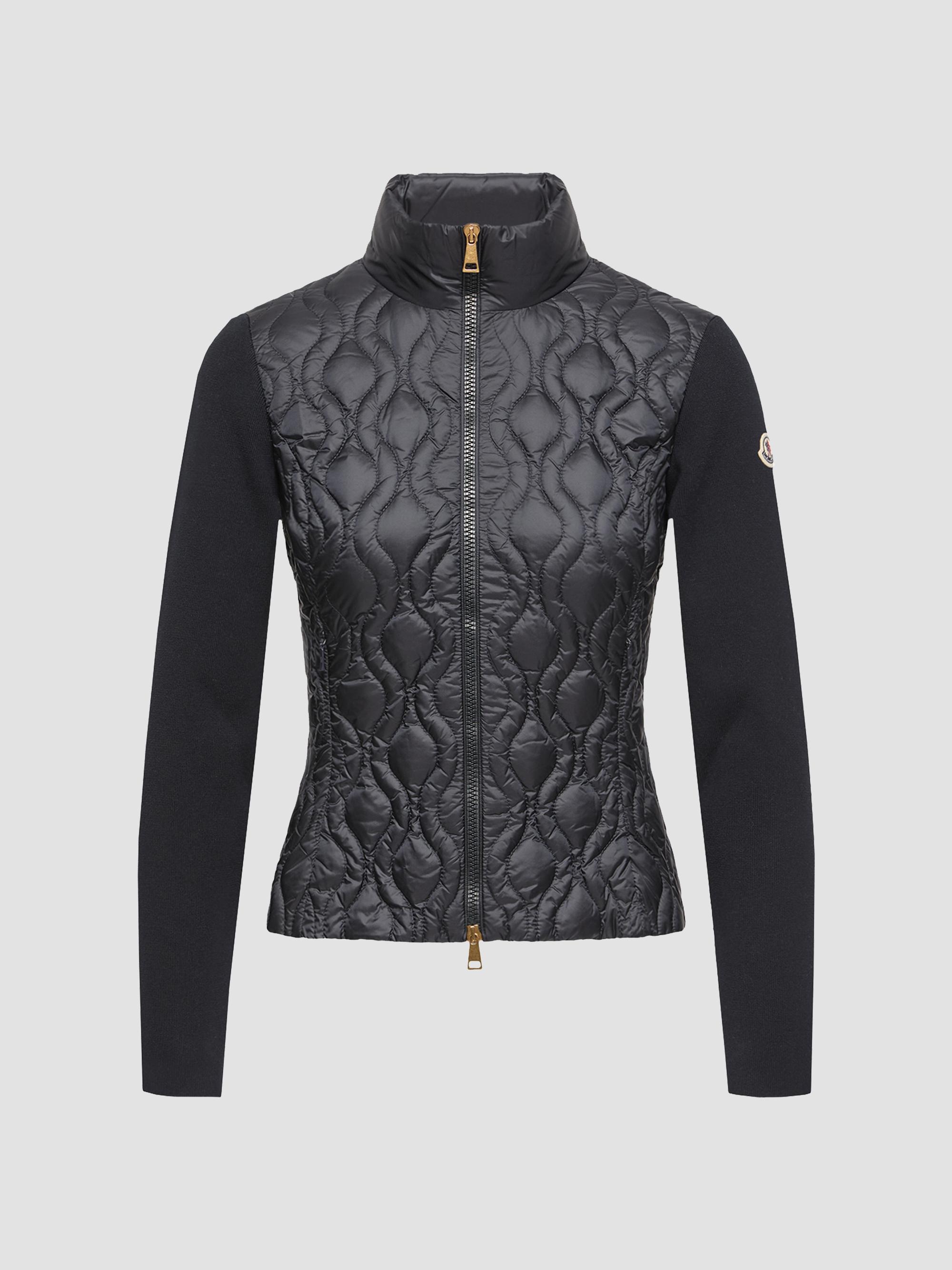Moncler Women's Down-Filled Cardigan in Cotton - Navy Blue | Thumbnail 5