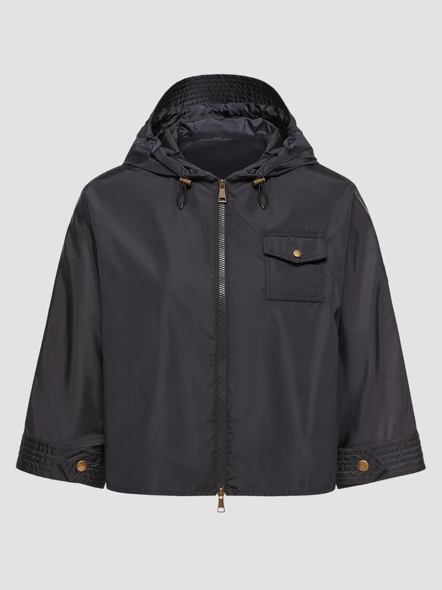 Moncler Women's Cape With Hood In Dark Blue