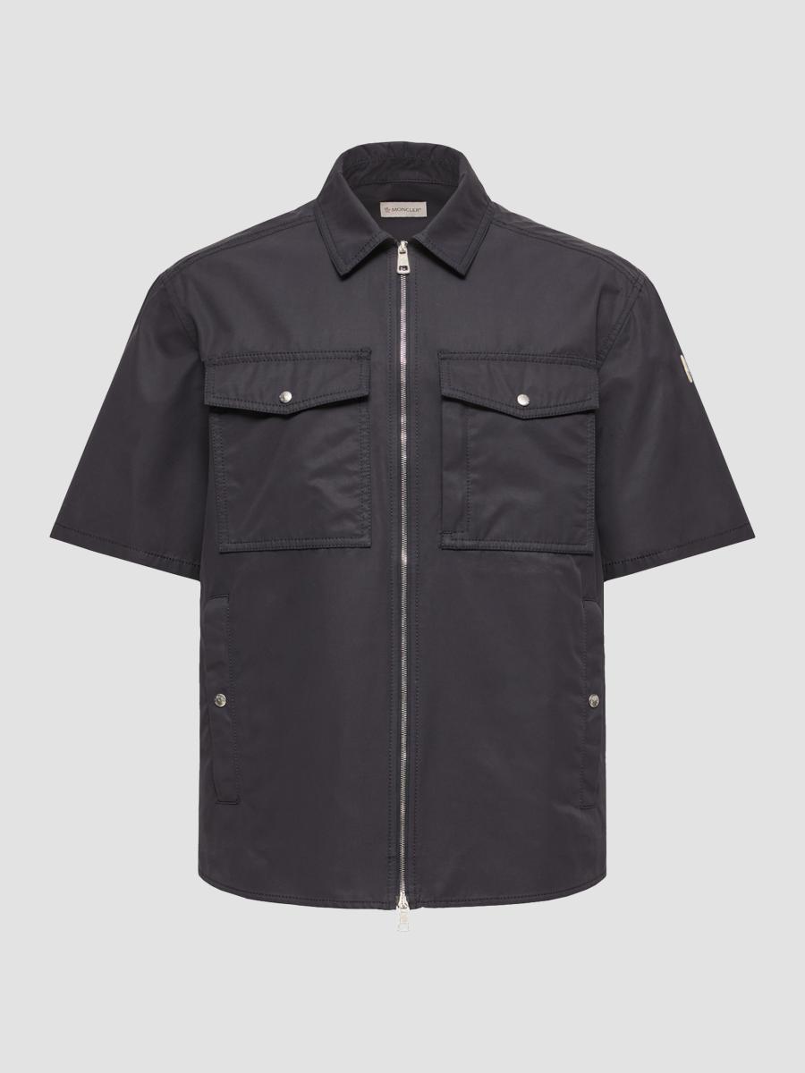 Moncler Men's Zip-up Shirt In Blue