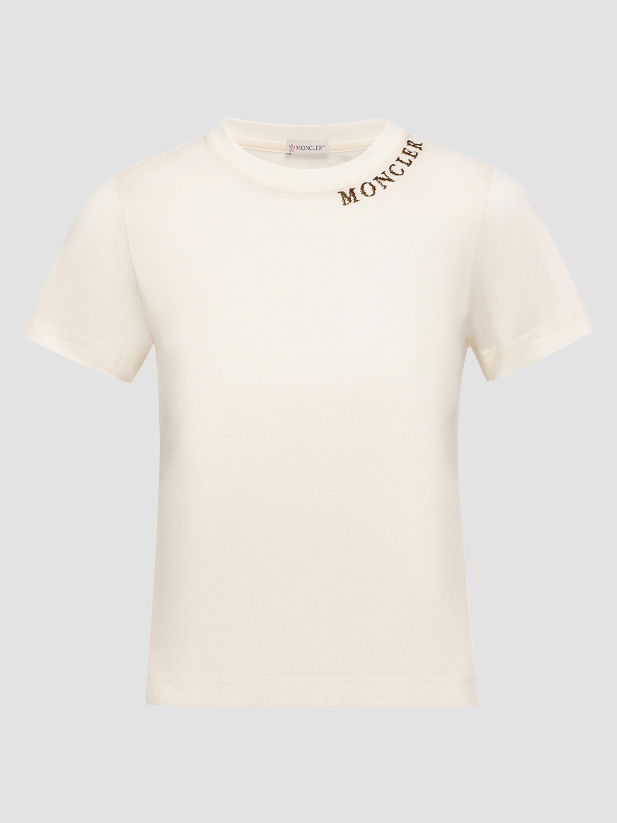 Moncler Women's Crew Neck T-Shirt in Cotton - White | Thumbnail 5