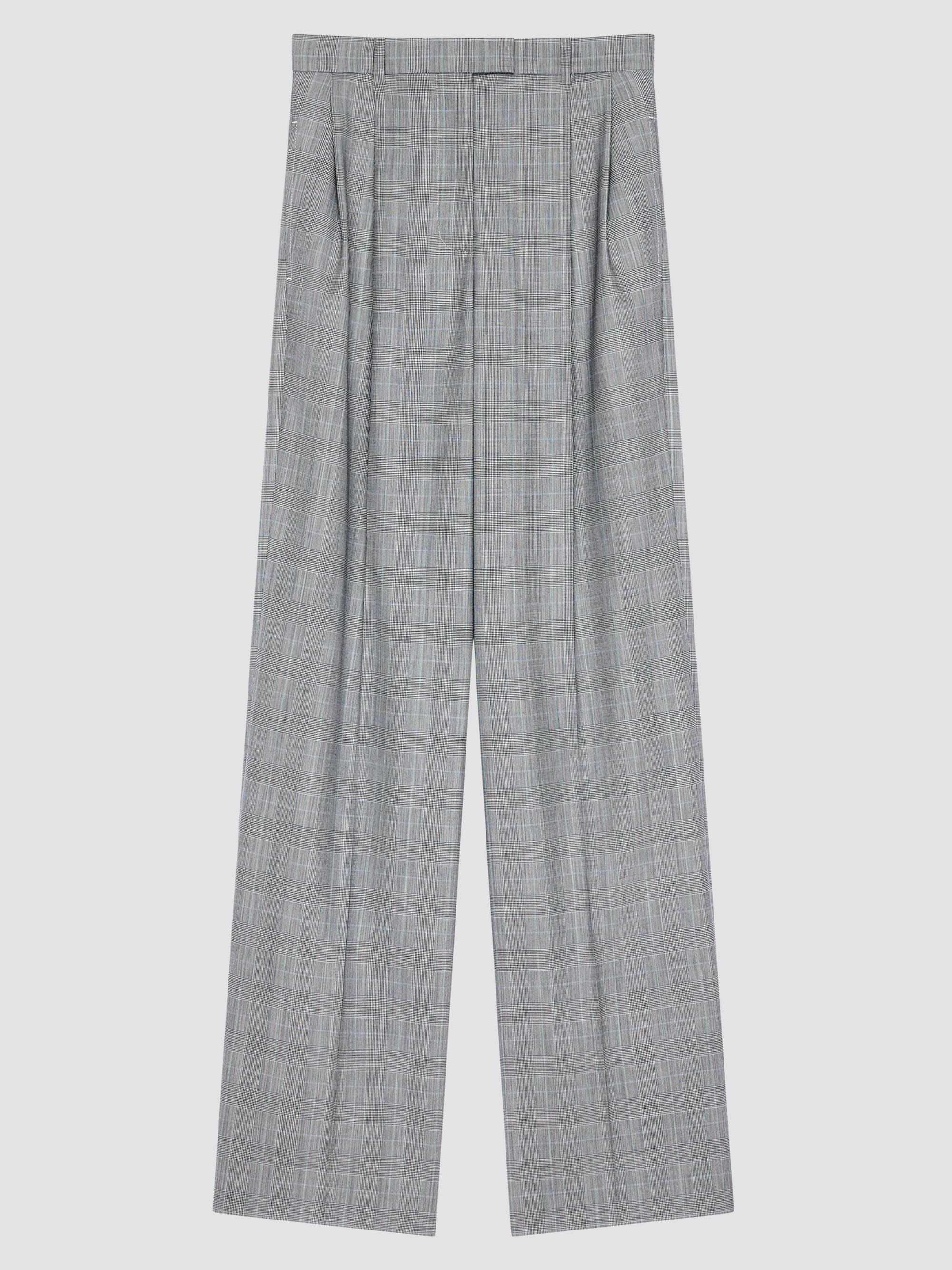Givenchy Women's Double Pleat Checked Pants in Wool - Grey Black | Thumbnail 5