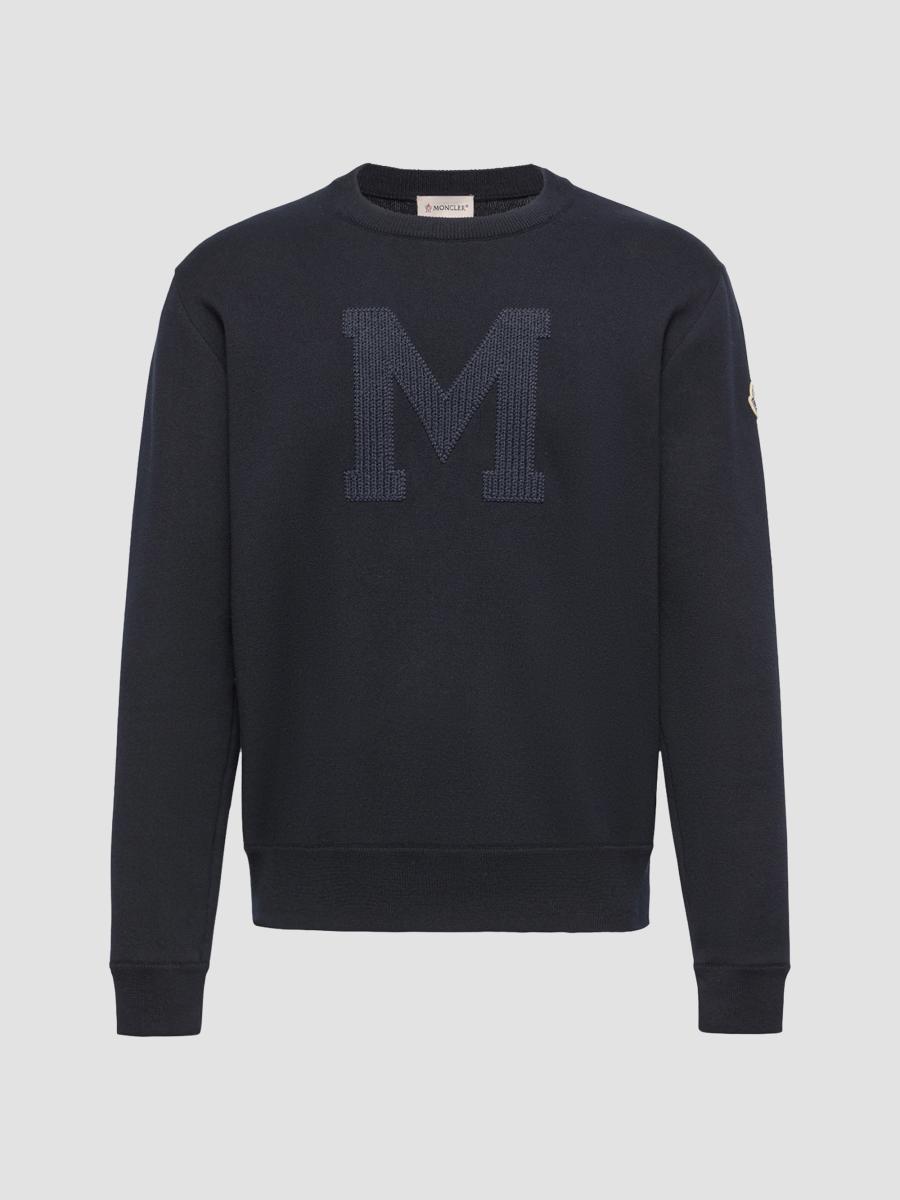 Moncler Men's Sweater In Cotton Blend In Blue