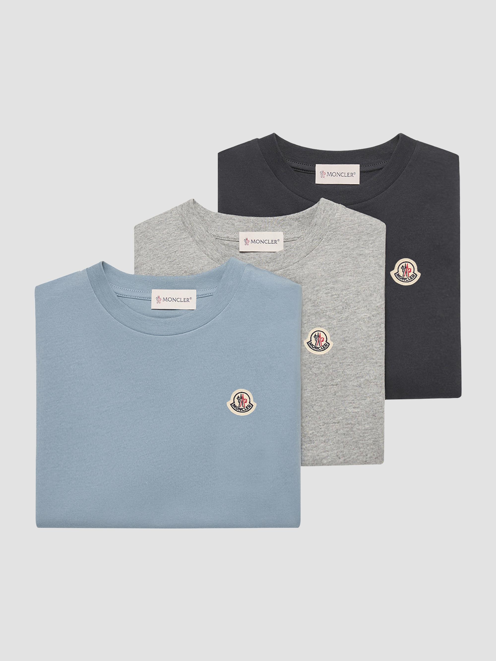 Moncler Little Boy's & Boy's Crewneck T-Shirt in Cotton - Light Blue Grey Navy Blue | Thumbnail 5