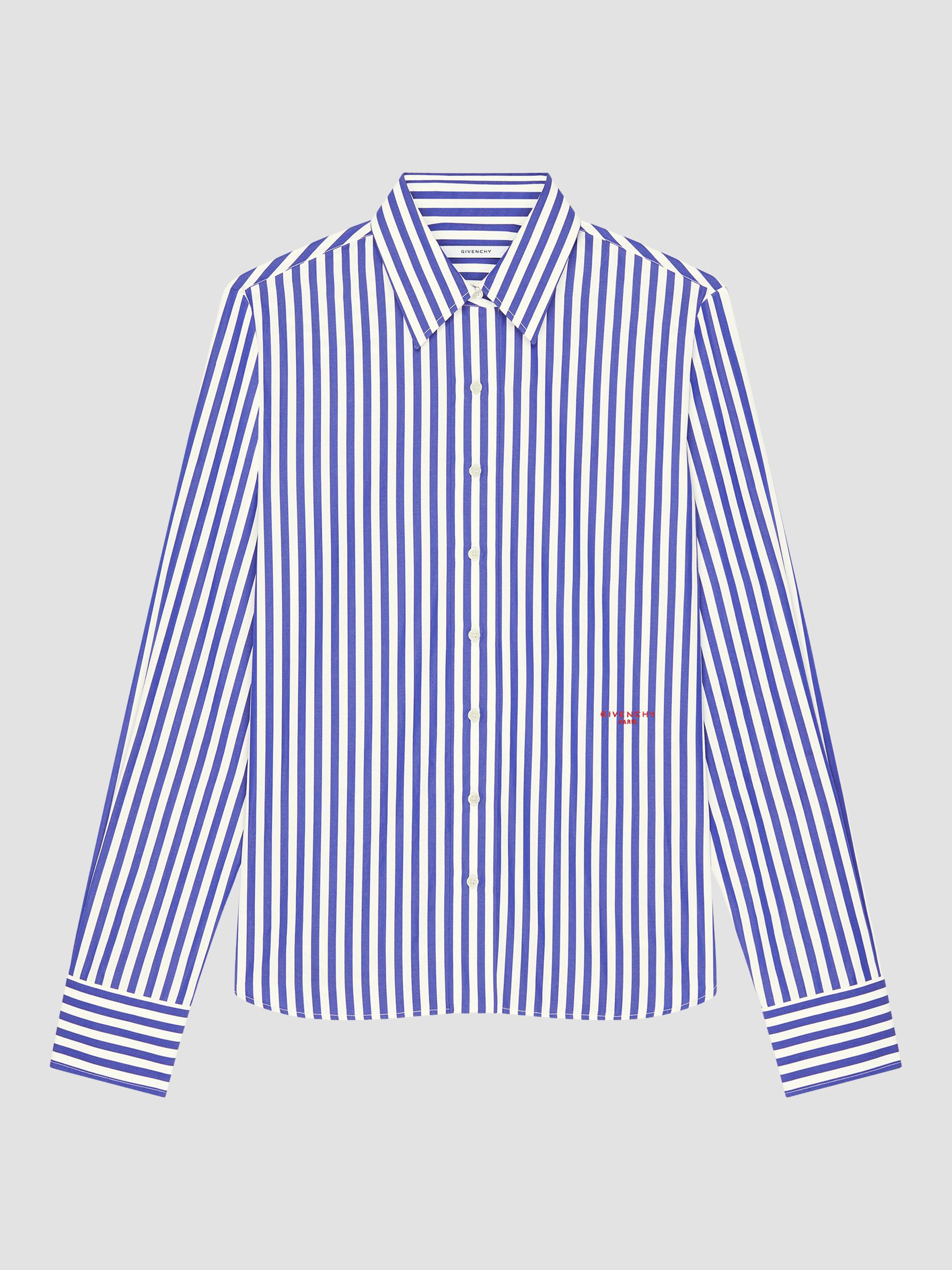 Givenchy Women's Striped Shirt in Poplin - Electric Blue White | Thumbnail 5