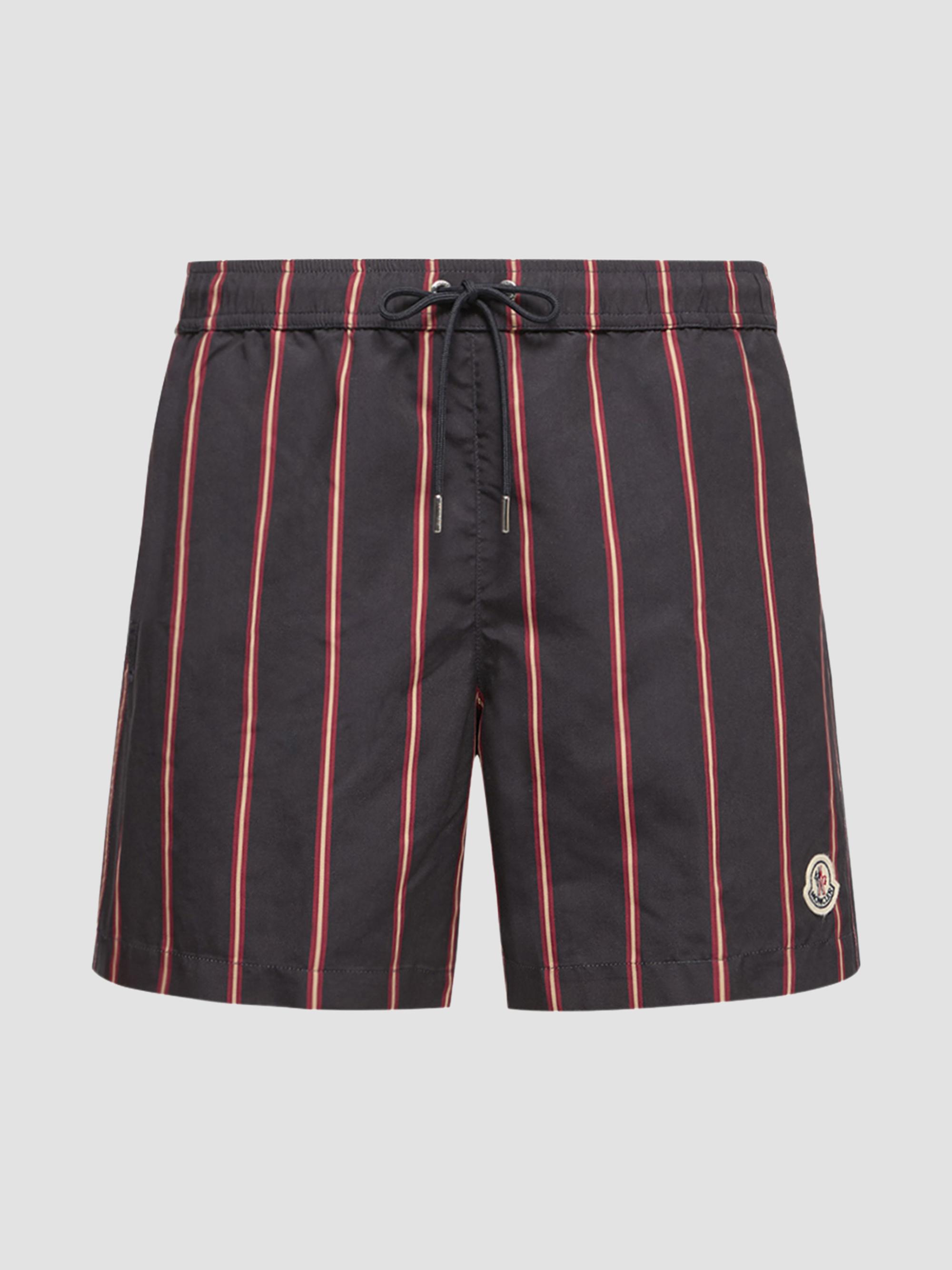 Moncler Men's Swim Trunks with Stripes - Navy Blue | Thumbnail 5