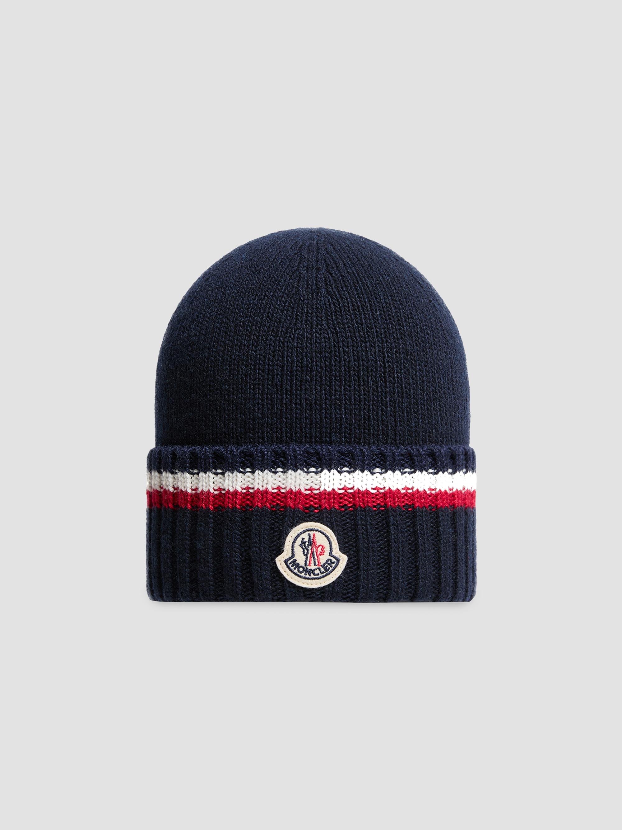 Moncler Little Boy's & Boy's Beanie Hat in Wool and Cashmere - Navy Blue | Thumbnail 4
