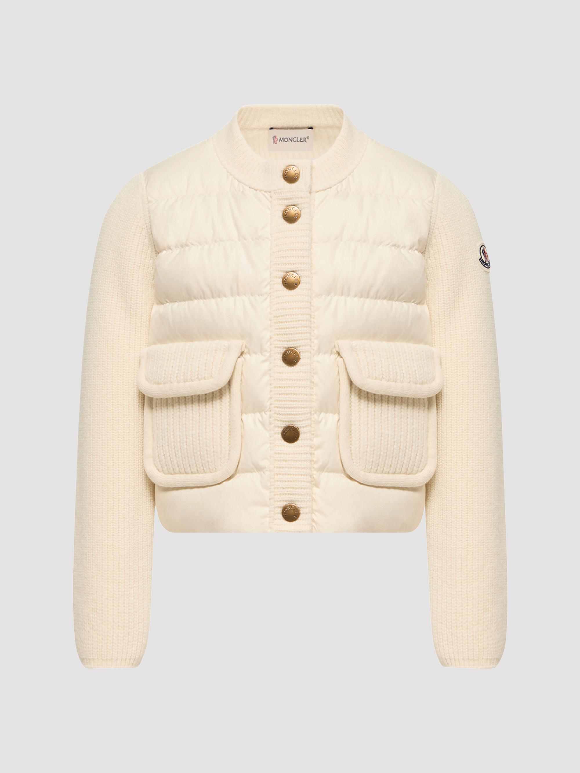 Moncler Little Girl's & Girl's Down-Filled Cardigan in Wool & Cashmere - White | Thumbnail 5