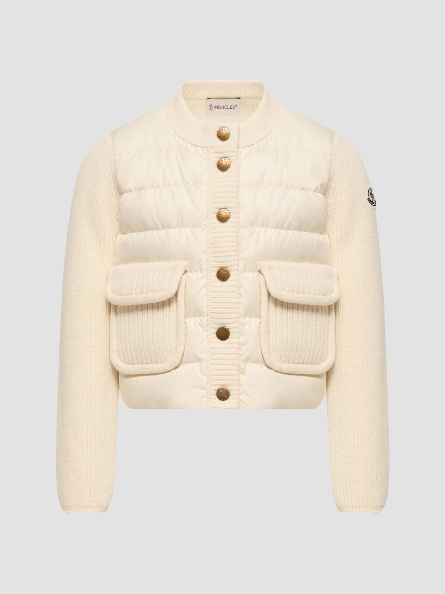 Moncler Little Girl's & Girl's Down-filled Cardigan In Wool & Cashmere In Neutral