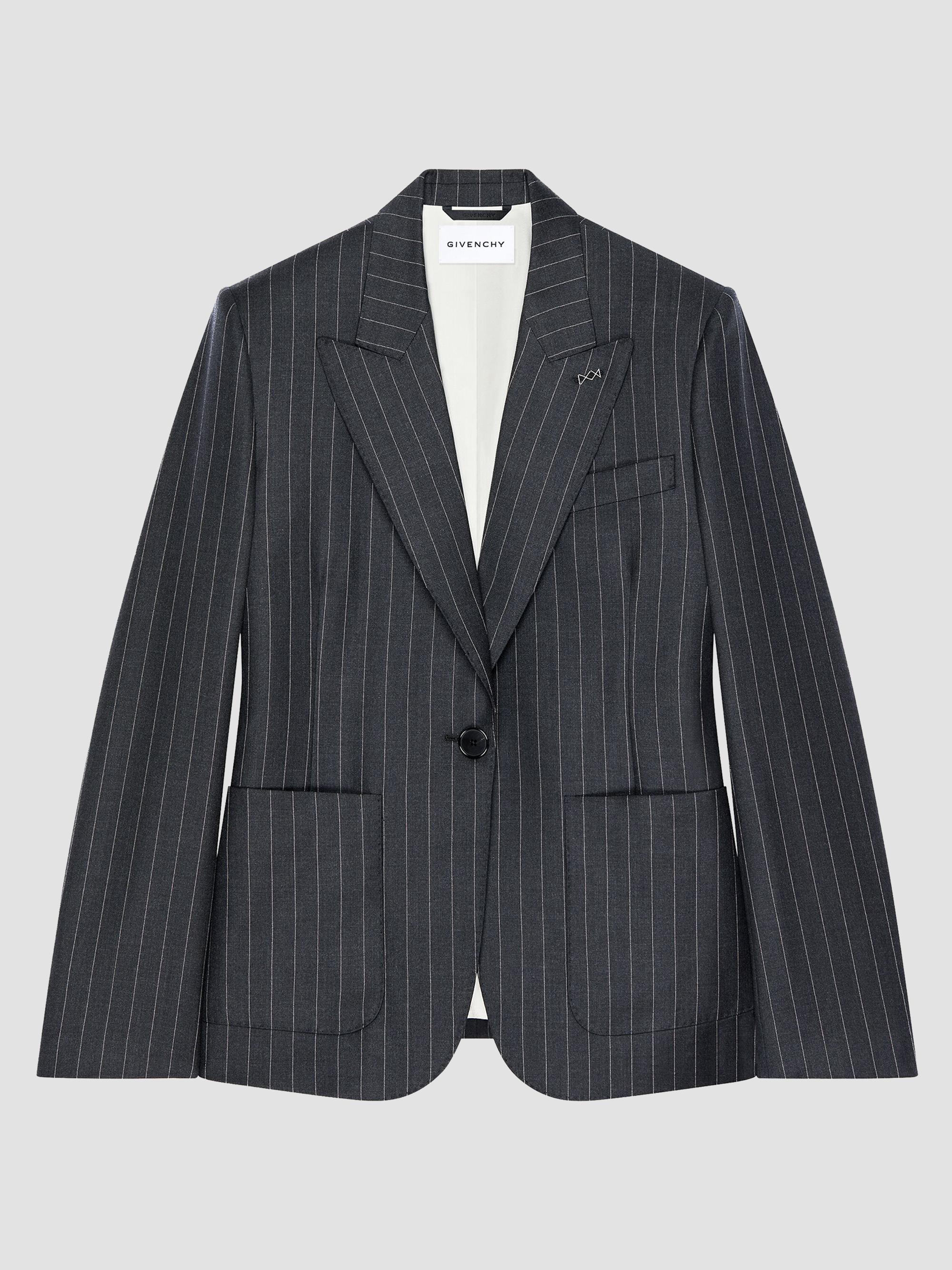Givenchy Women's Single-Breasted Striped Blazer in Wool - Grey Mix | Thumbnail 5