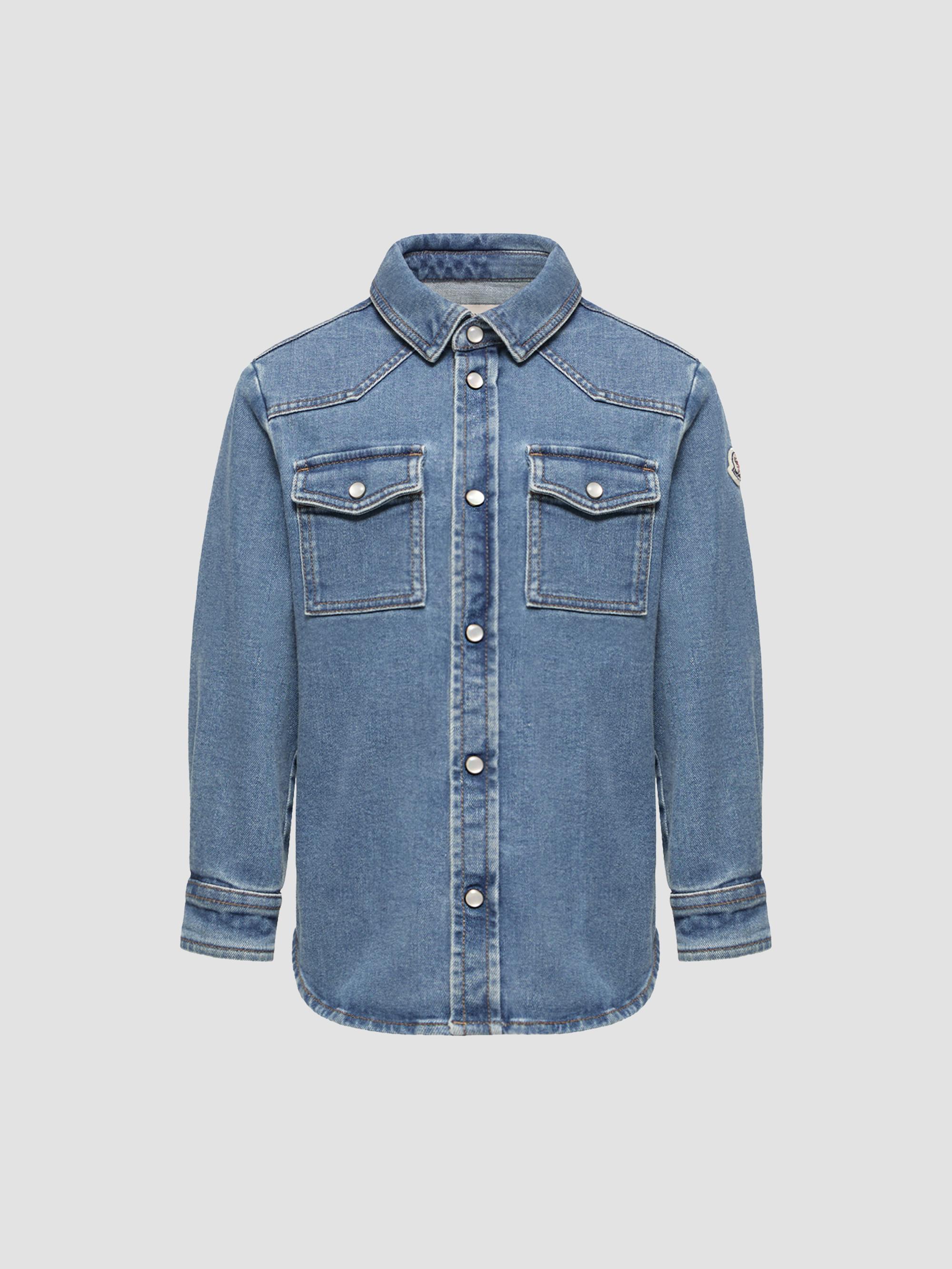 Moncler Little Boy's & Boy's Shirt in Denim - Denim Blue | Thumbnail 5