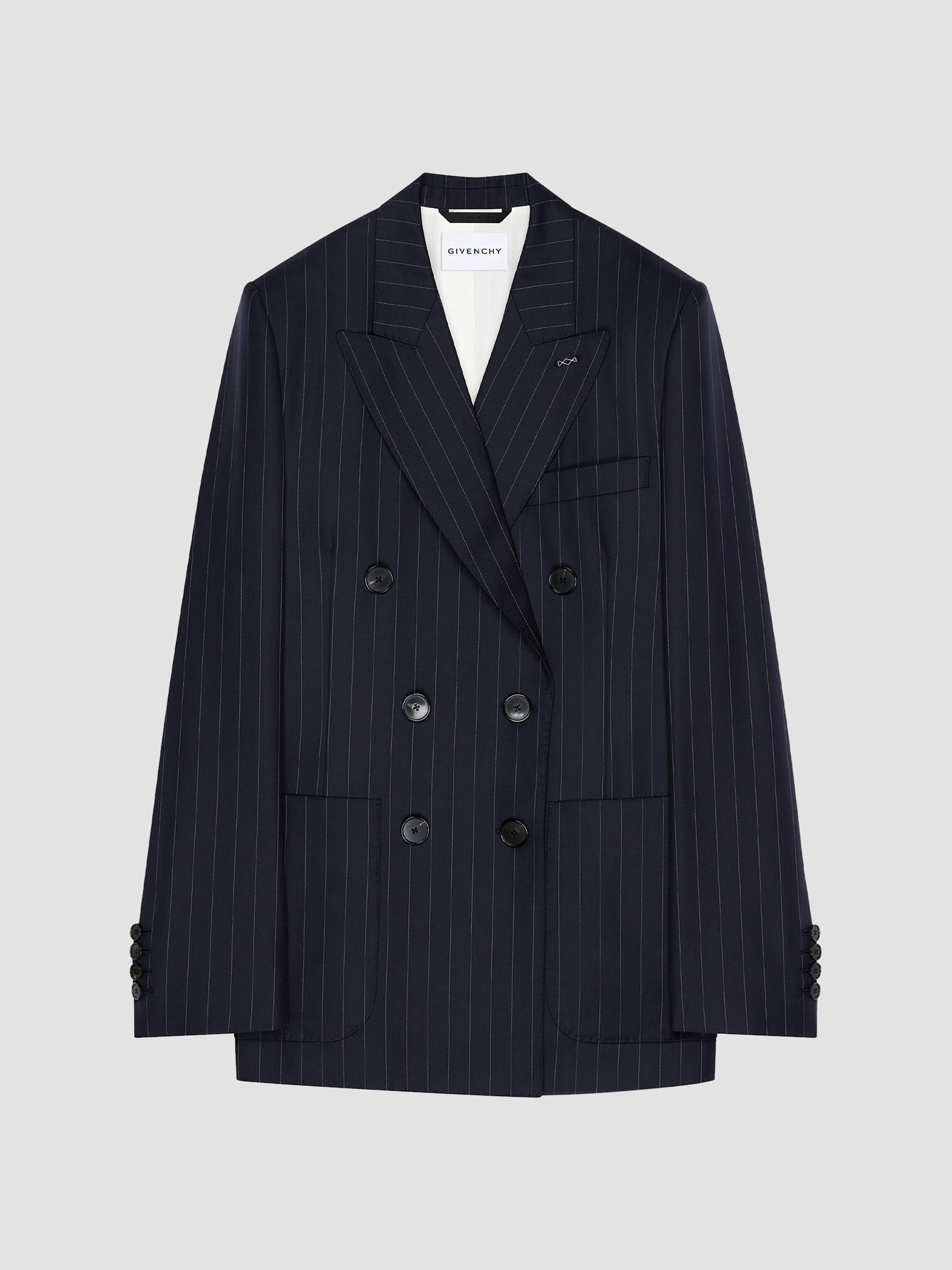 Givenchy Women's Double-Breasted Striped Jacket in Wool - Dark Navy | Thumbnail 4