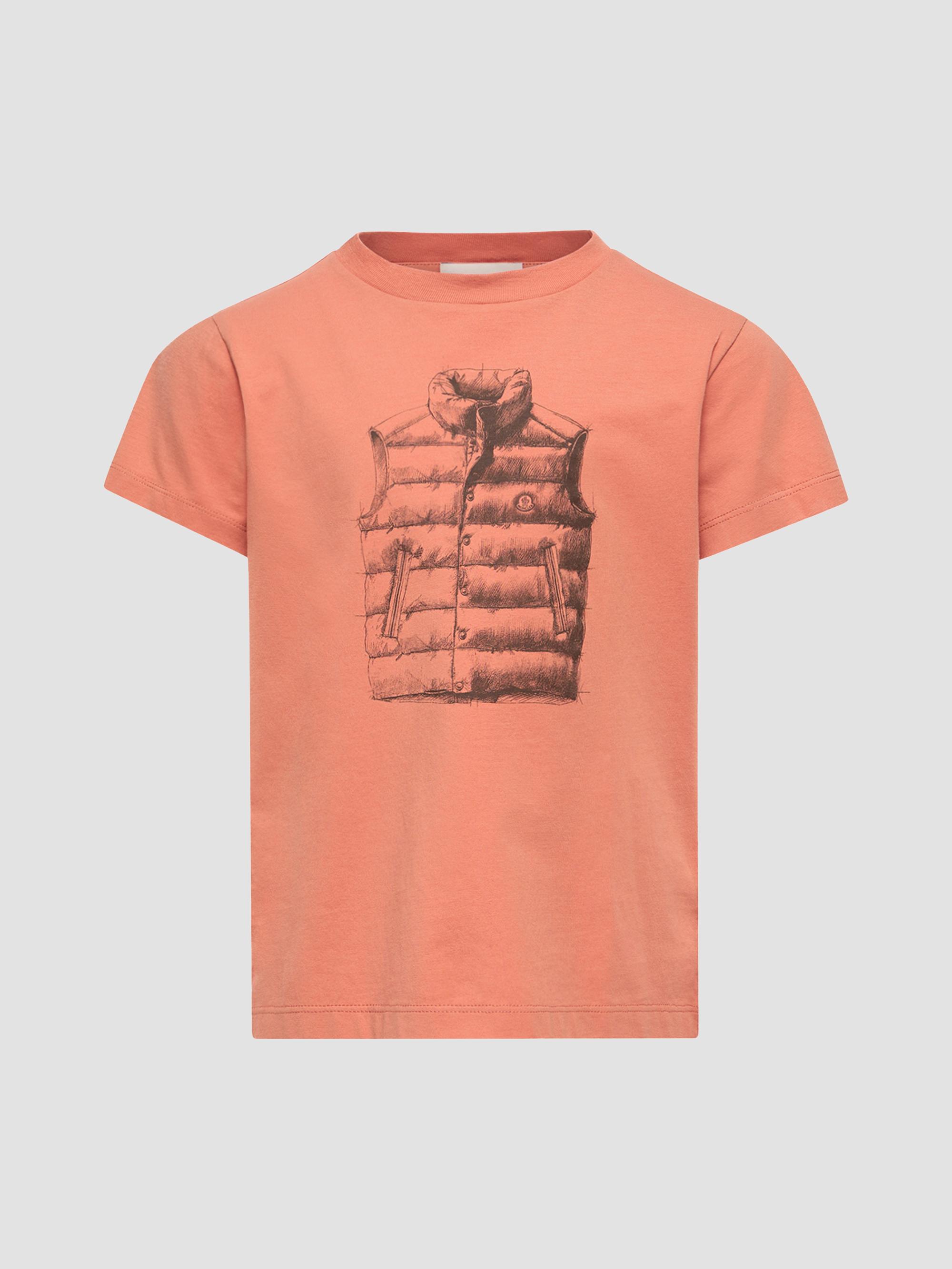 Moncler Little Boy's & Boy's Crew Neck in Cotton - Coral Orange | Thumbnail 4