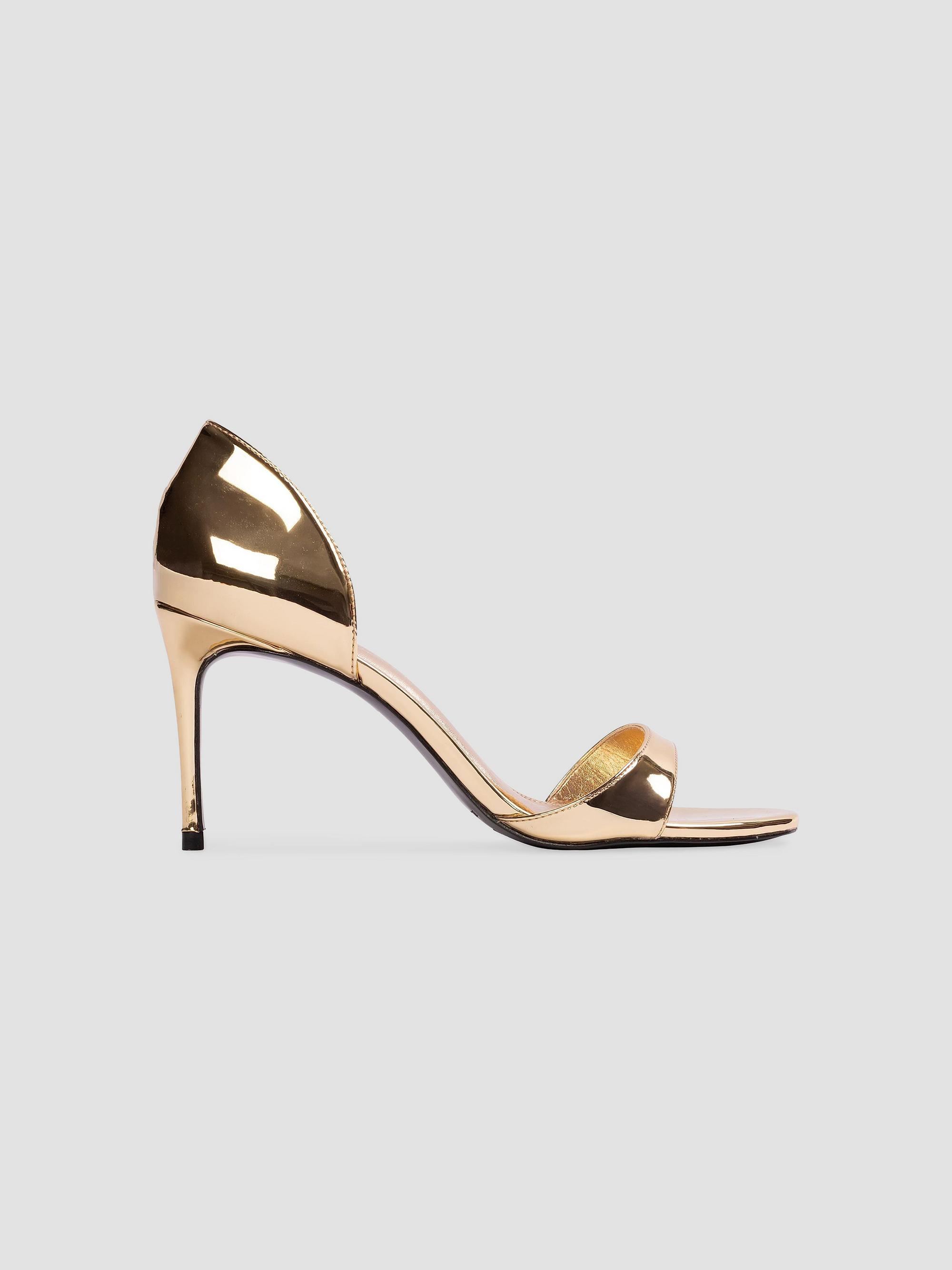 Black Suede Studio Women's Vanity 80MM Metallic Sandals - Gold Metallic | Thumbnail 6