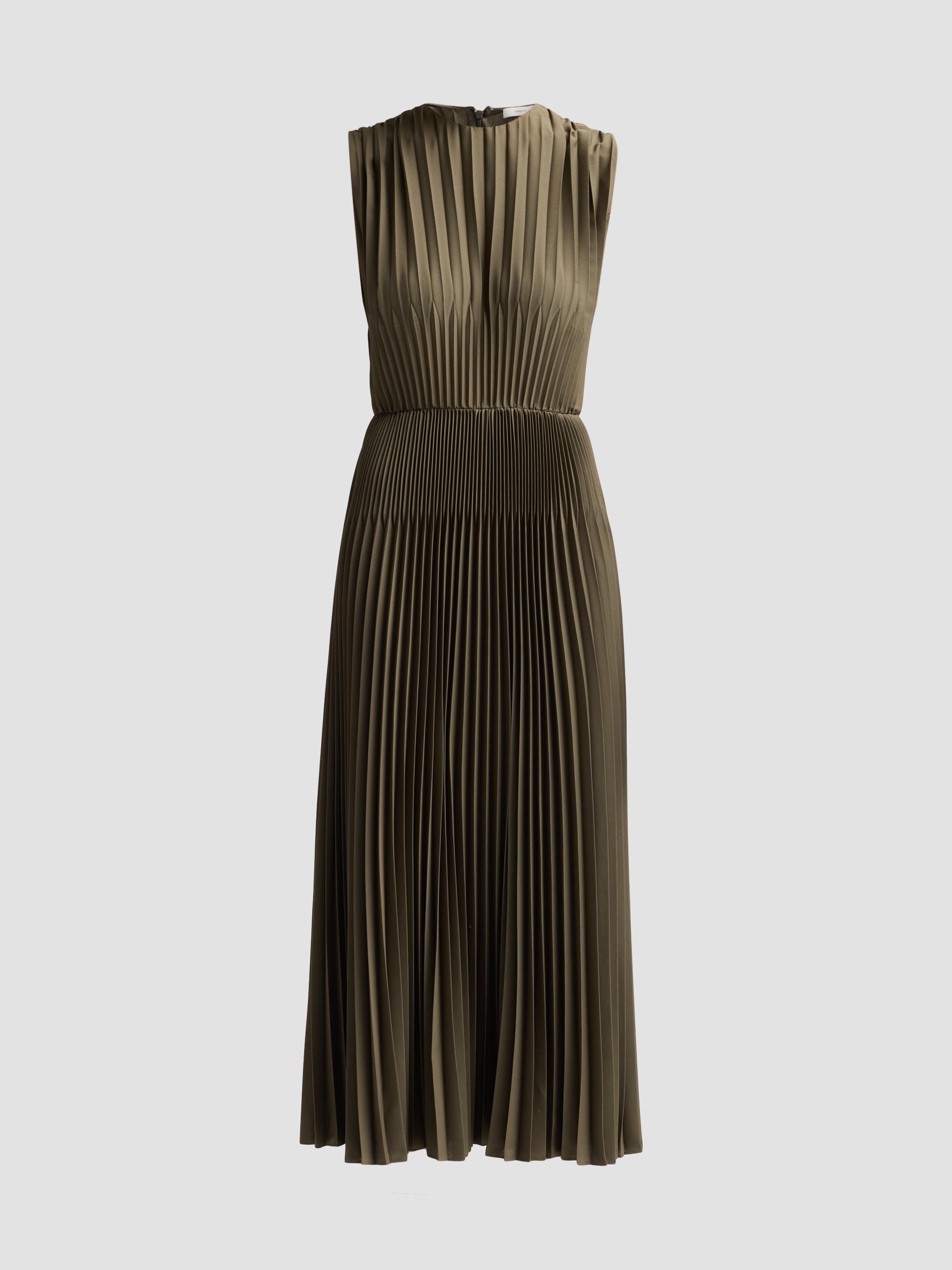 Vince Women's Chevron Pleated Midi Dress - Sea Vine | Thumbnail 6