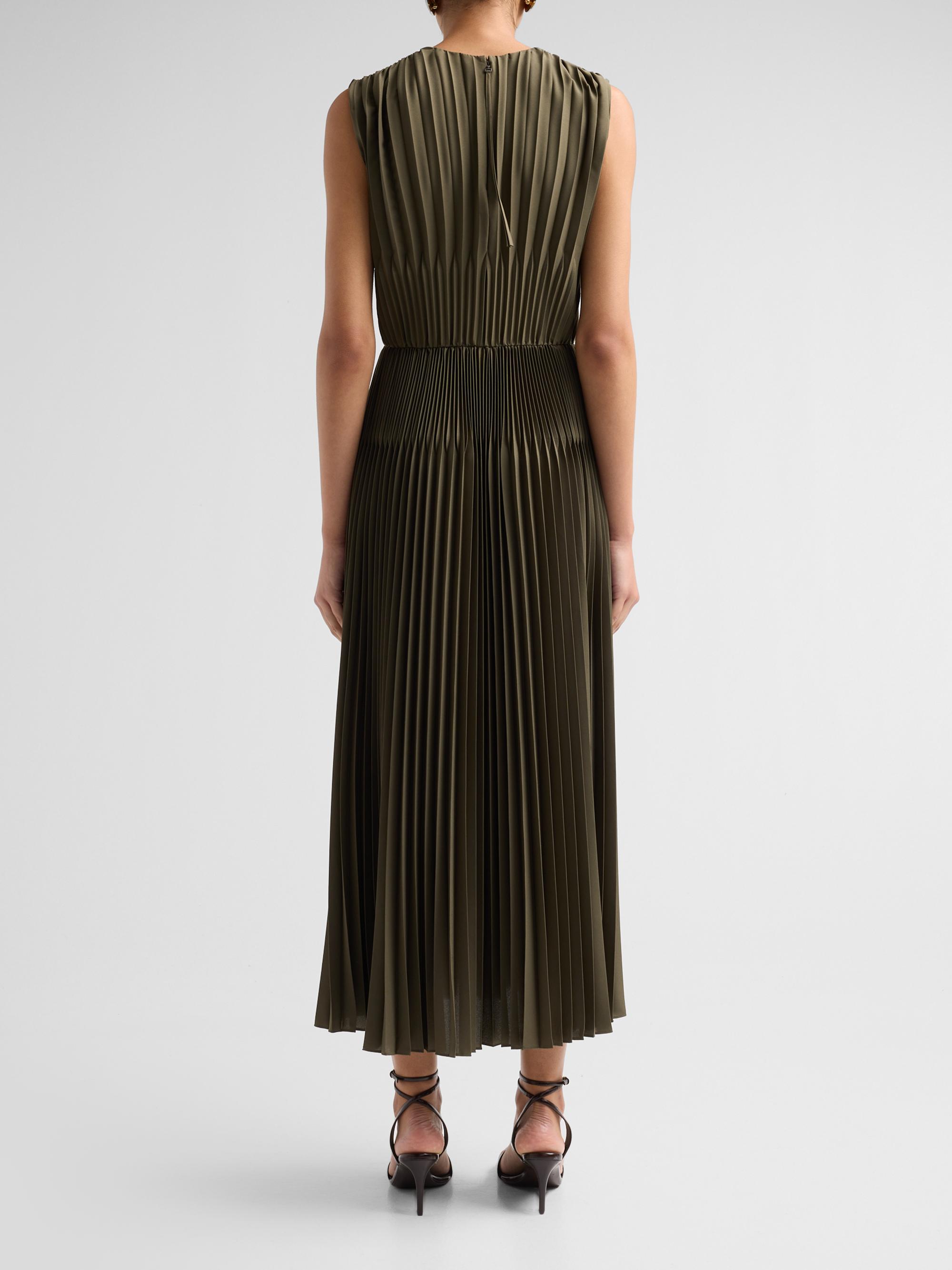 Chevron Pleated Midi Dress