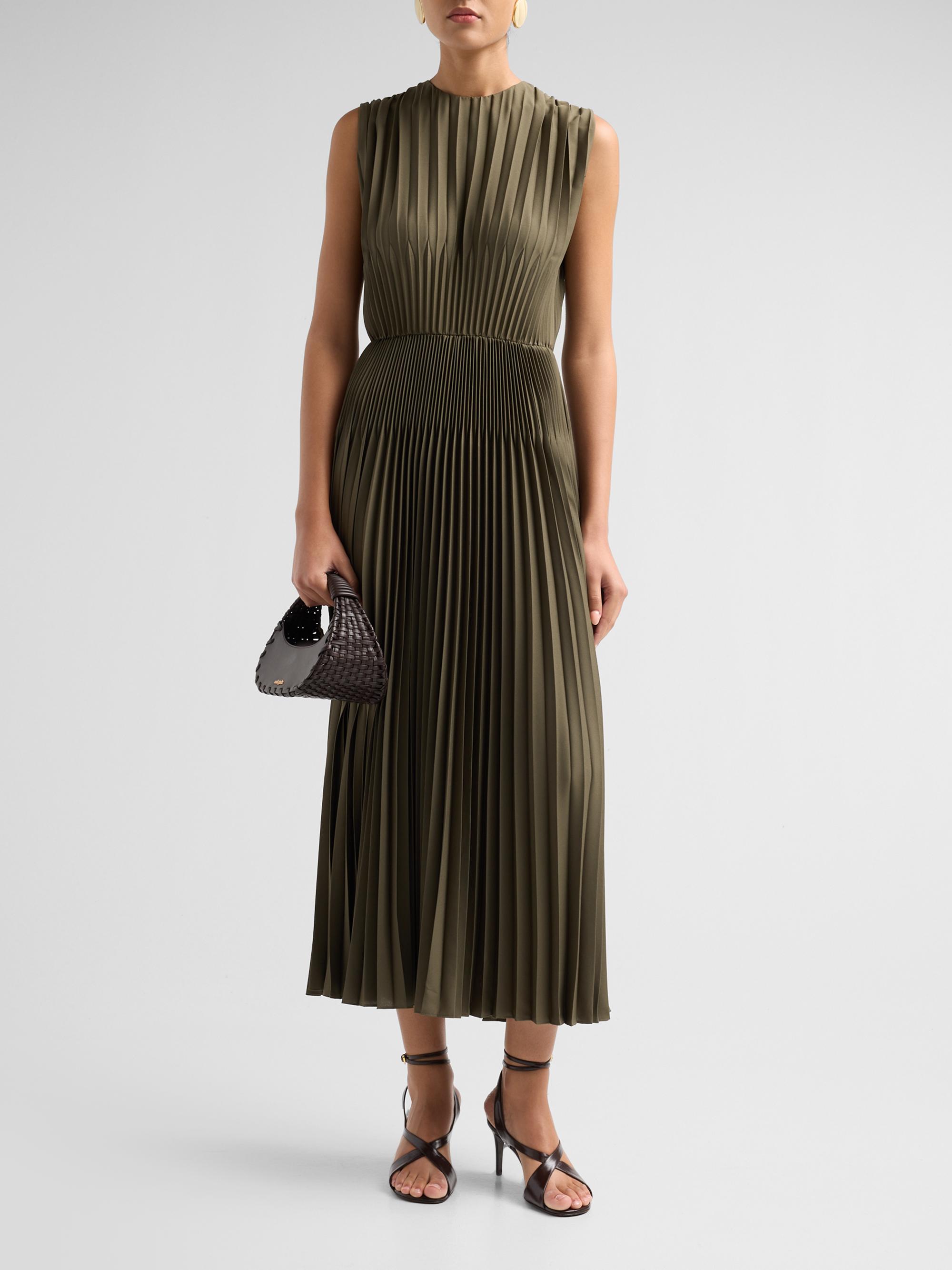 Chevron Pleated Midi Dress