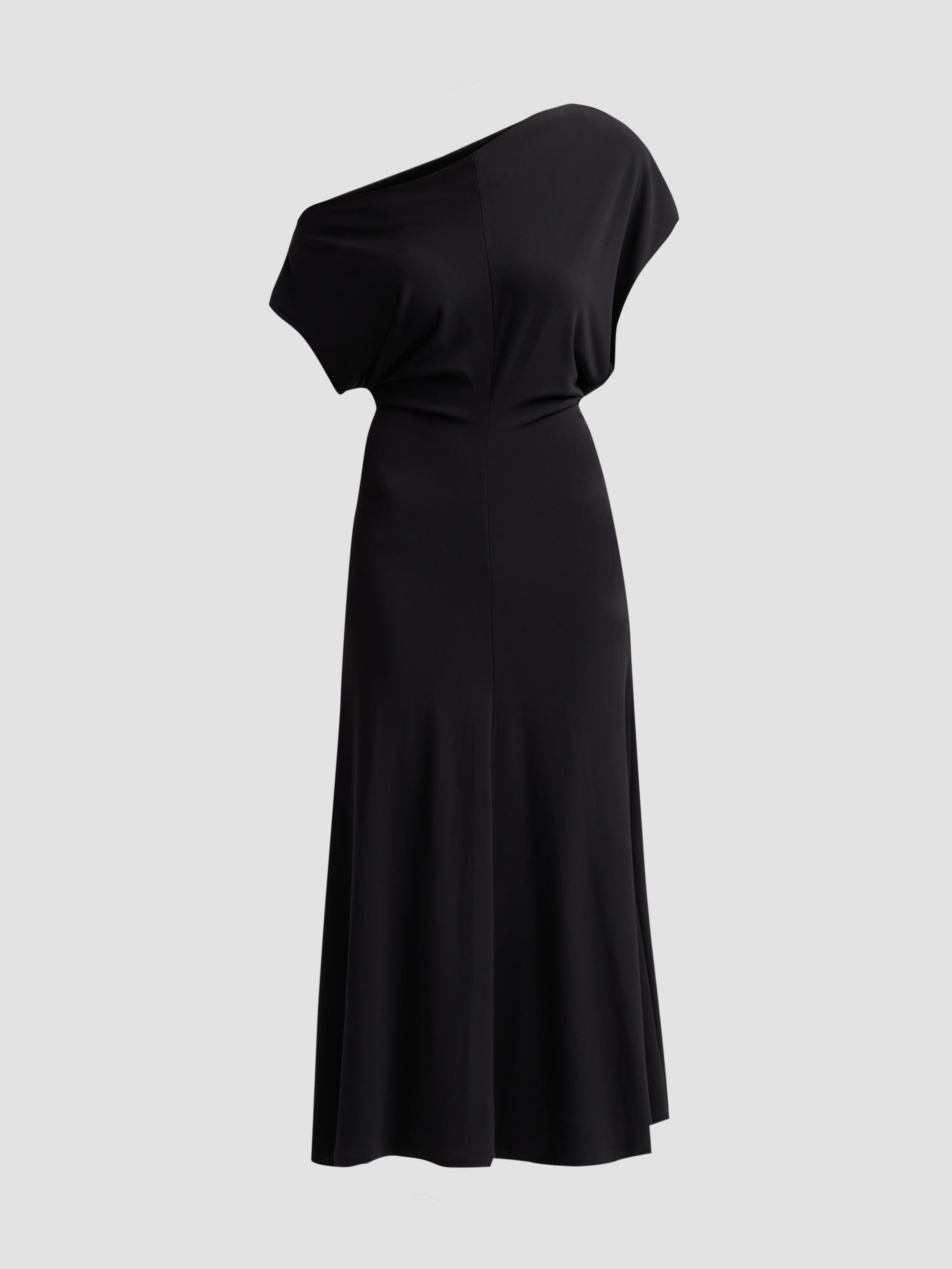 vince jersey dress Women's Matte Off-shoulder Midi Dress, Black, Size XXS Mauve (Thistle)