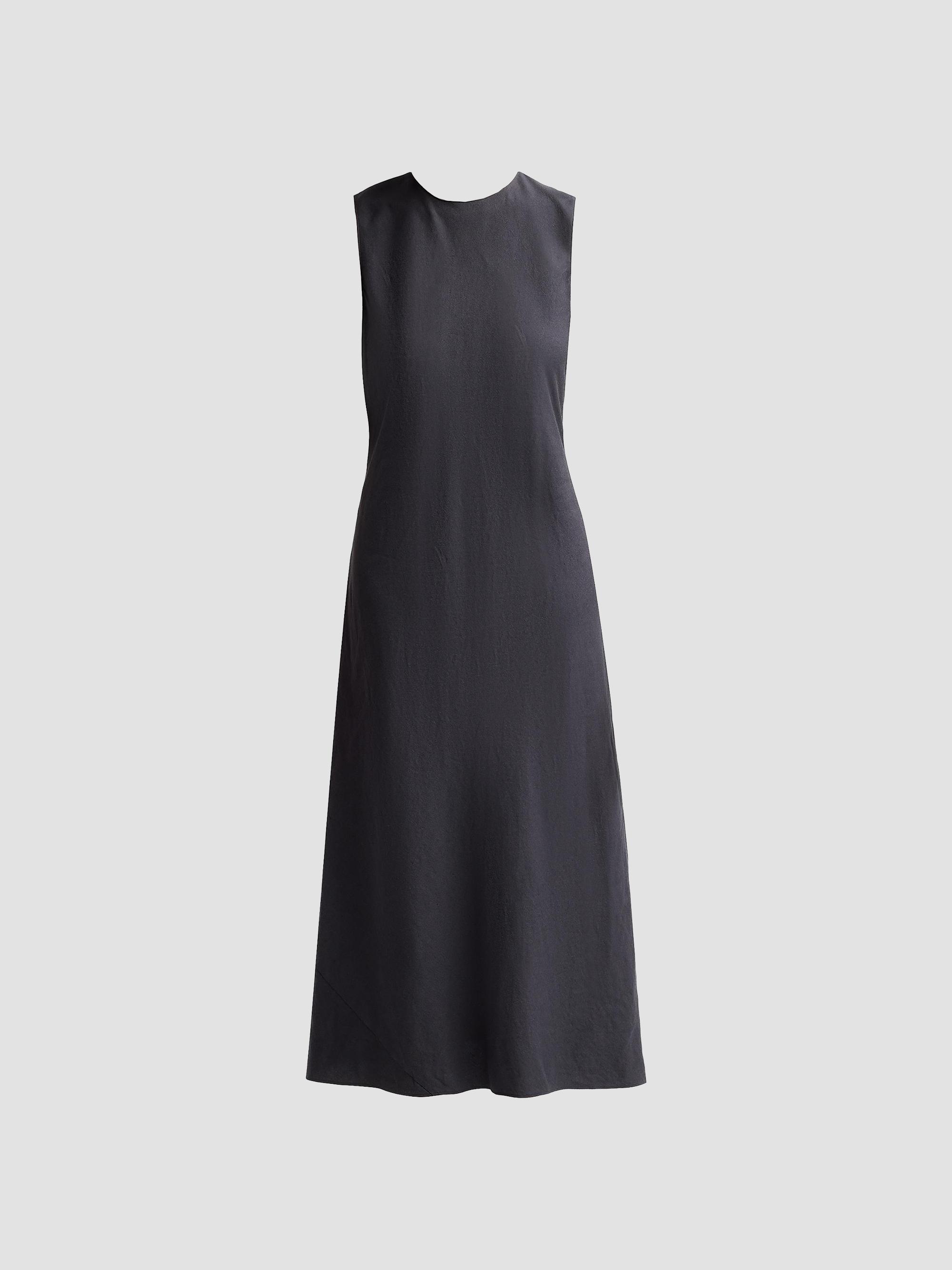 Vince V-Neck Linen-Blend Sleeveless Midi-Dress