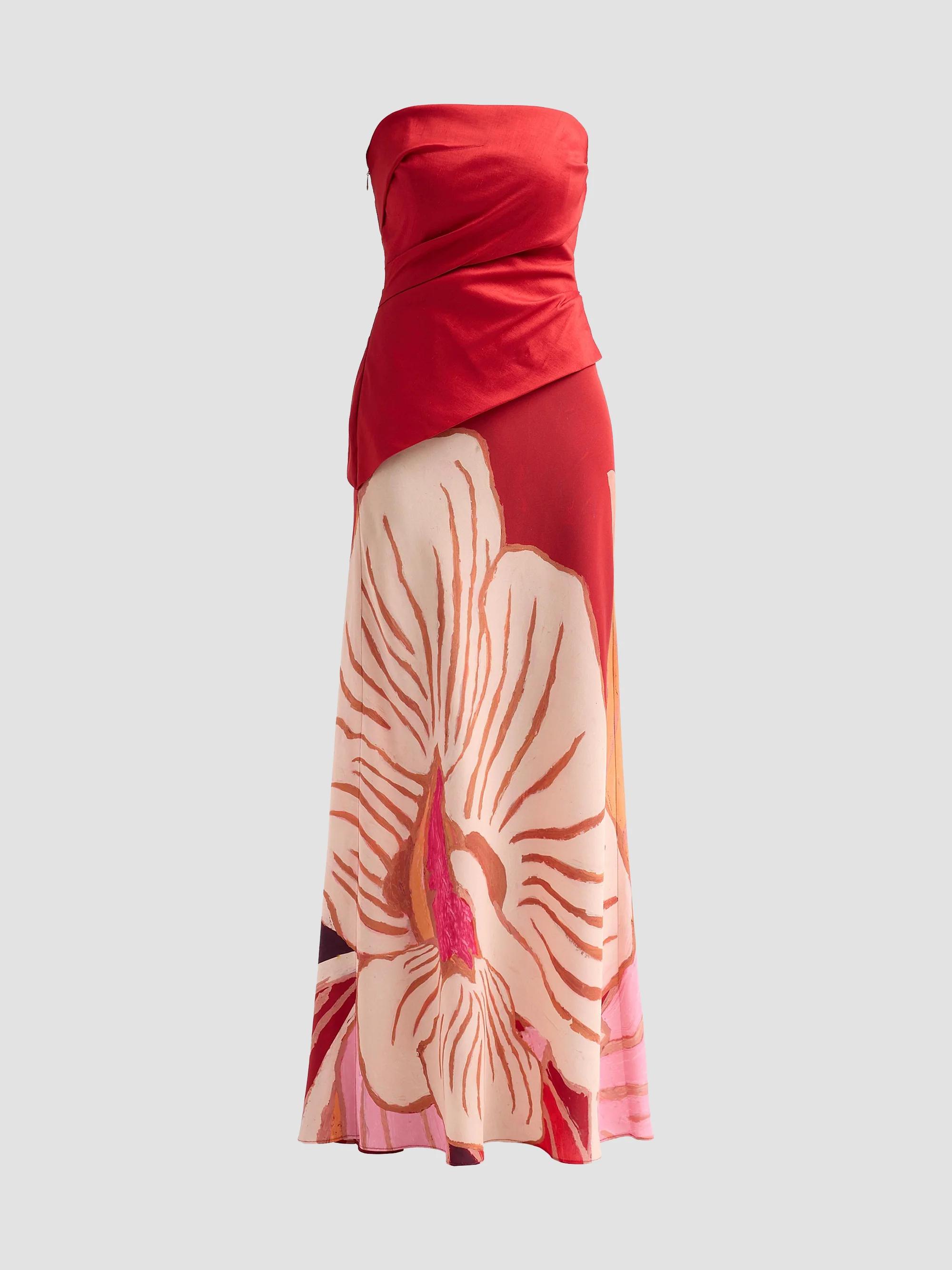 Femme Fatale Lingle Floral Strapless Maxi Dress