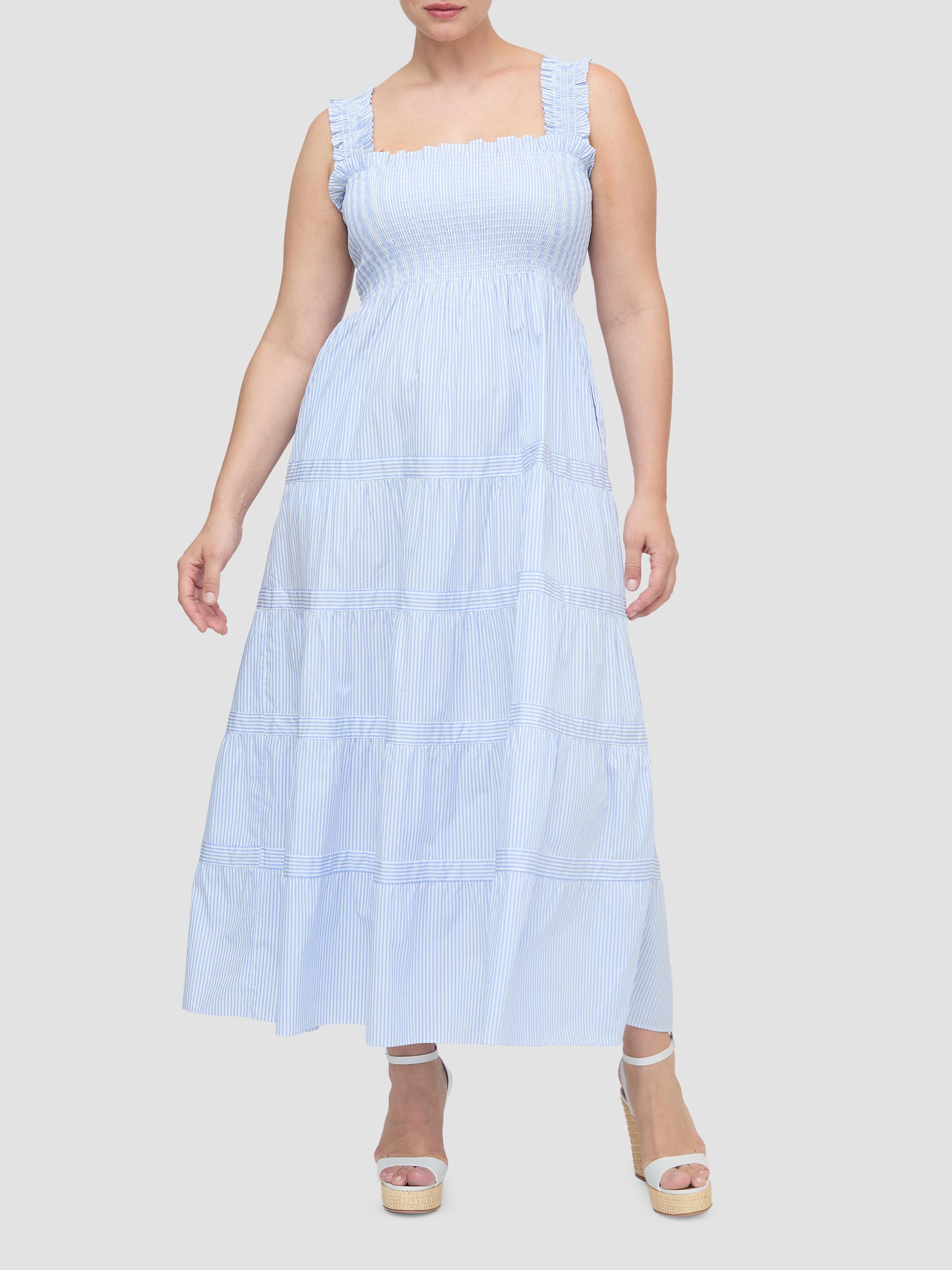 Hill House Home Women's The Goldie Nap Dress - Blue White Stripe - Size Medium