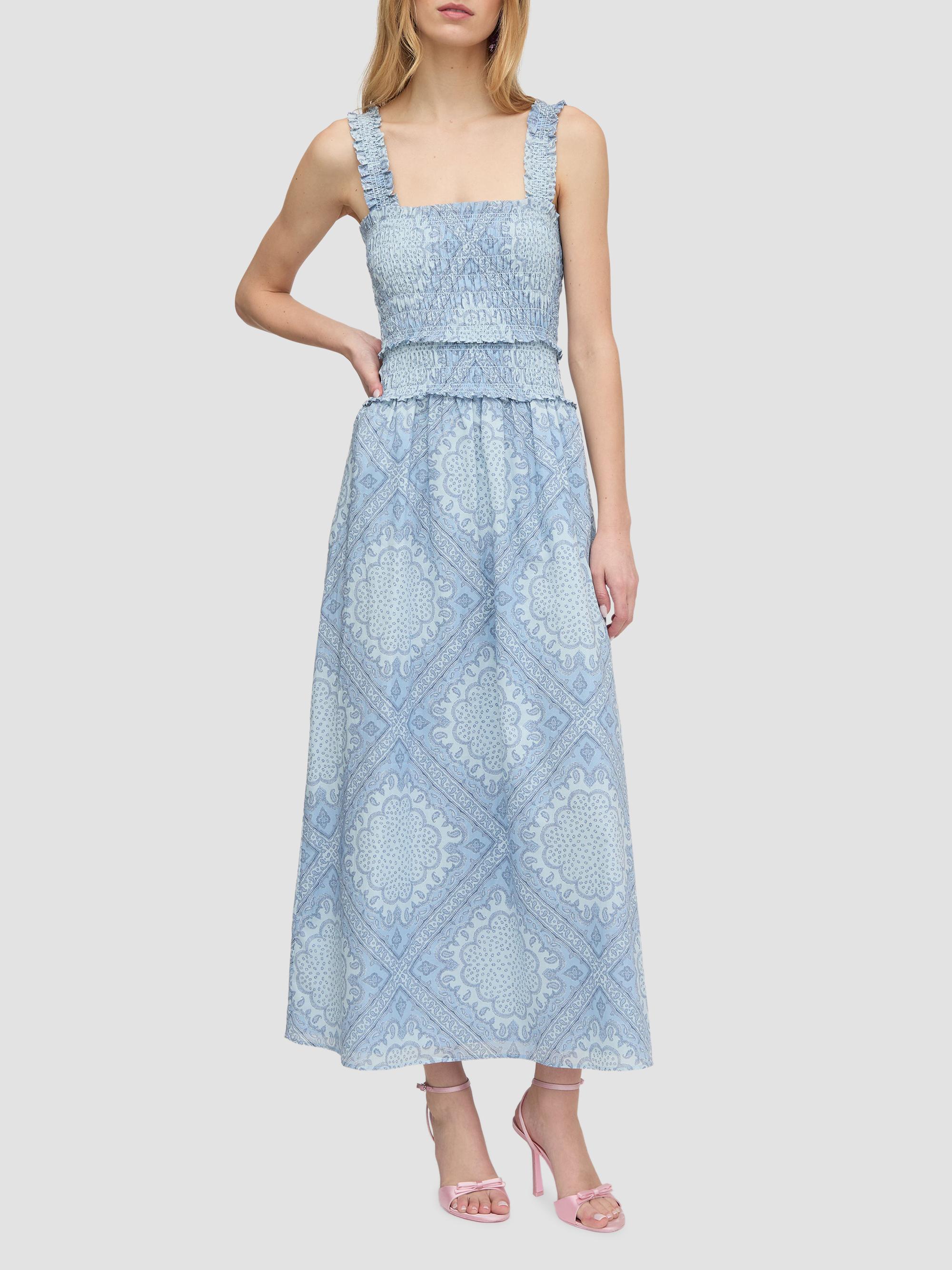 Hill House Home Women's The Azalea Maxi Nap Dress - Dusty Blue Paisley Scarf | Thumbnail 5