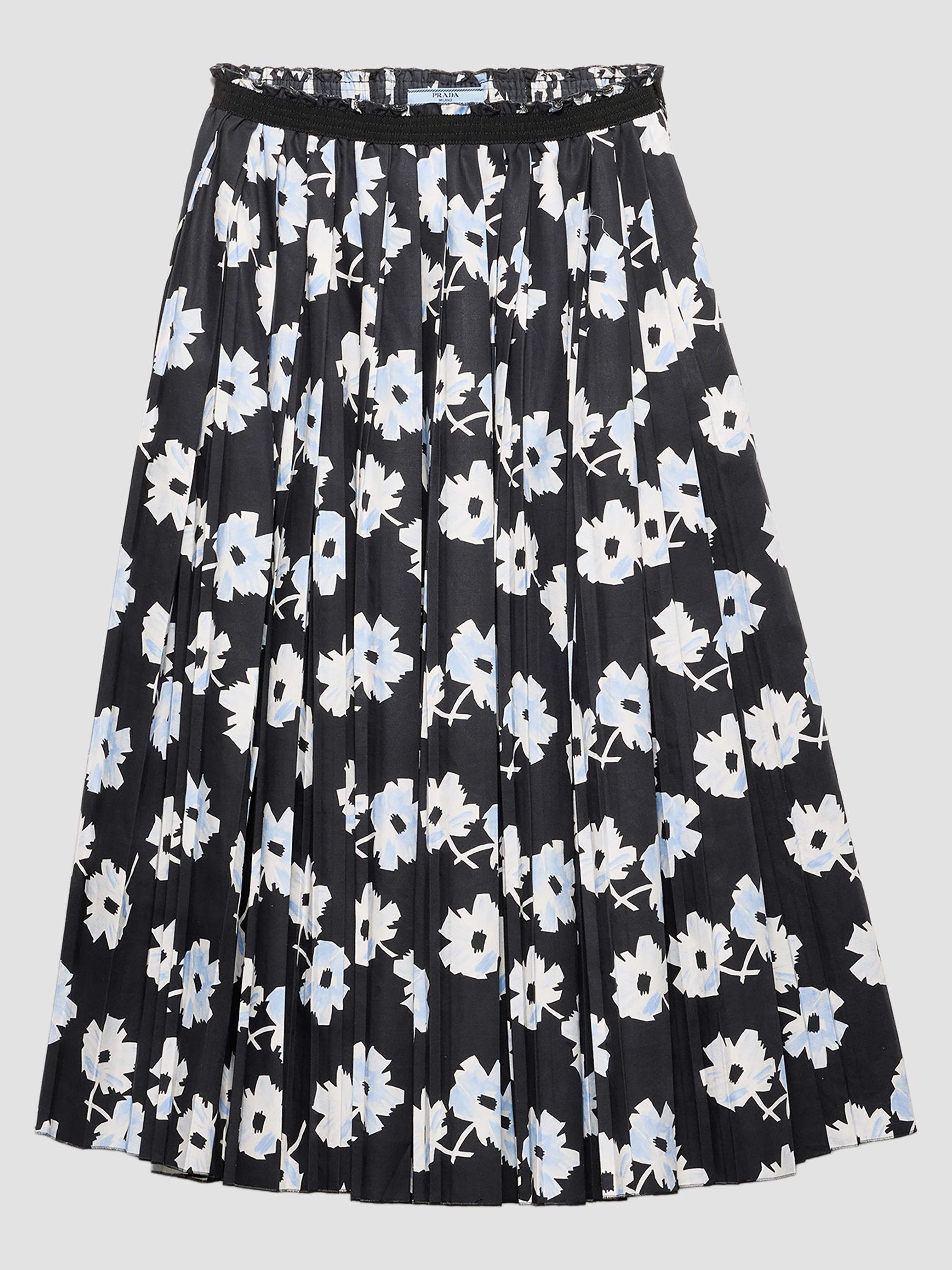 Prada Women's Pleated Poplin Skirt - Black | Thumbnail 6