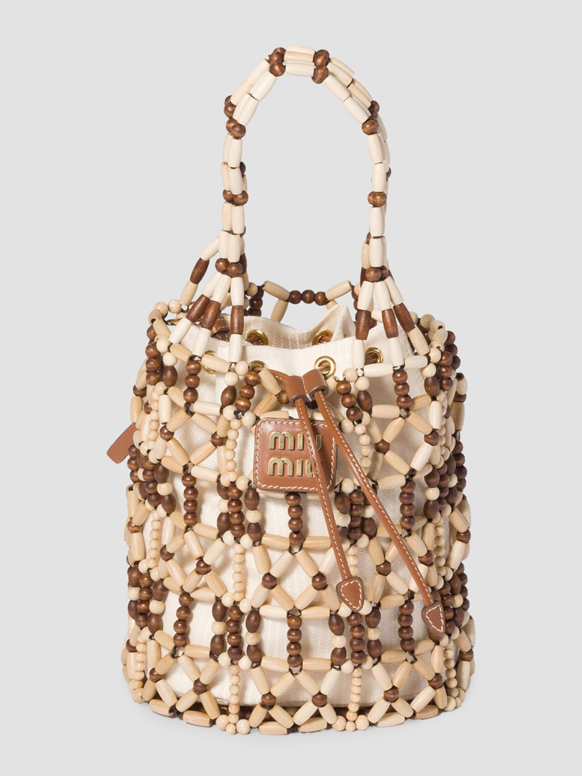 Miu Miu Women's Mesh Bucket Bag - Beige Khaki | Thumbnail 8