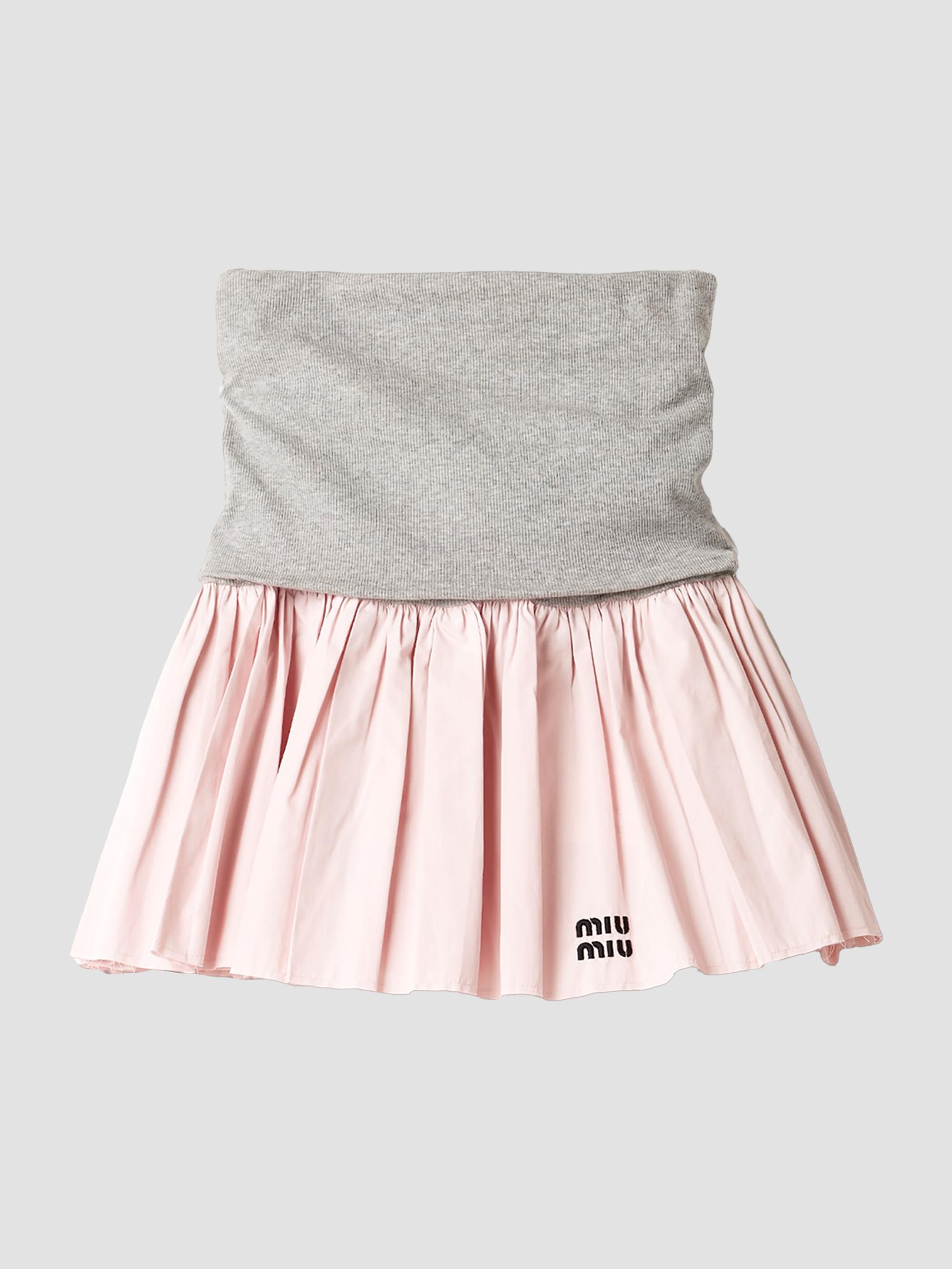 Miu Miu Women's Jersey and Poplin Skirt - Grey Pink | Thumbnail 6