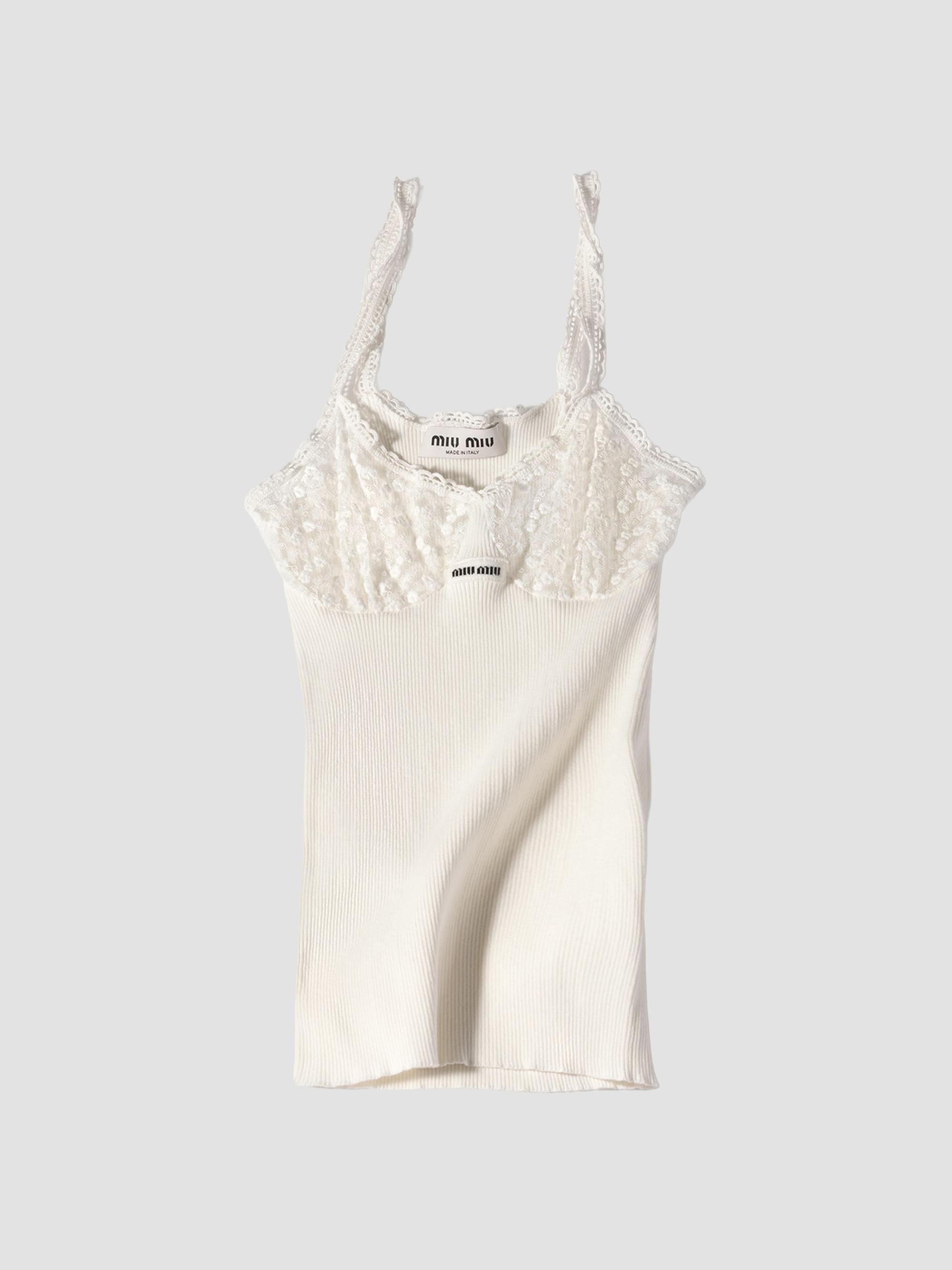 Miu Miu Women's Cotton and Lace Top - White | Thumbnail 7