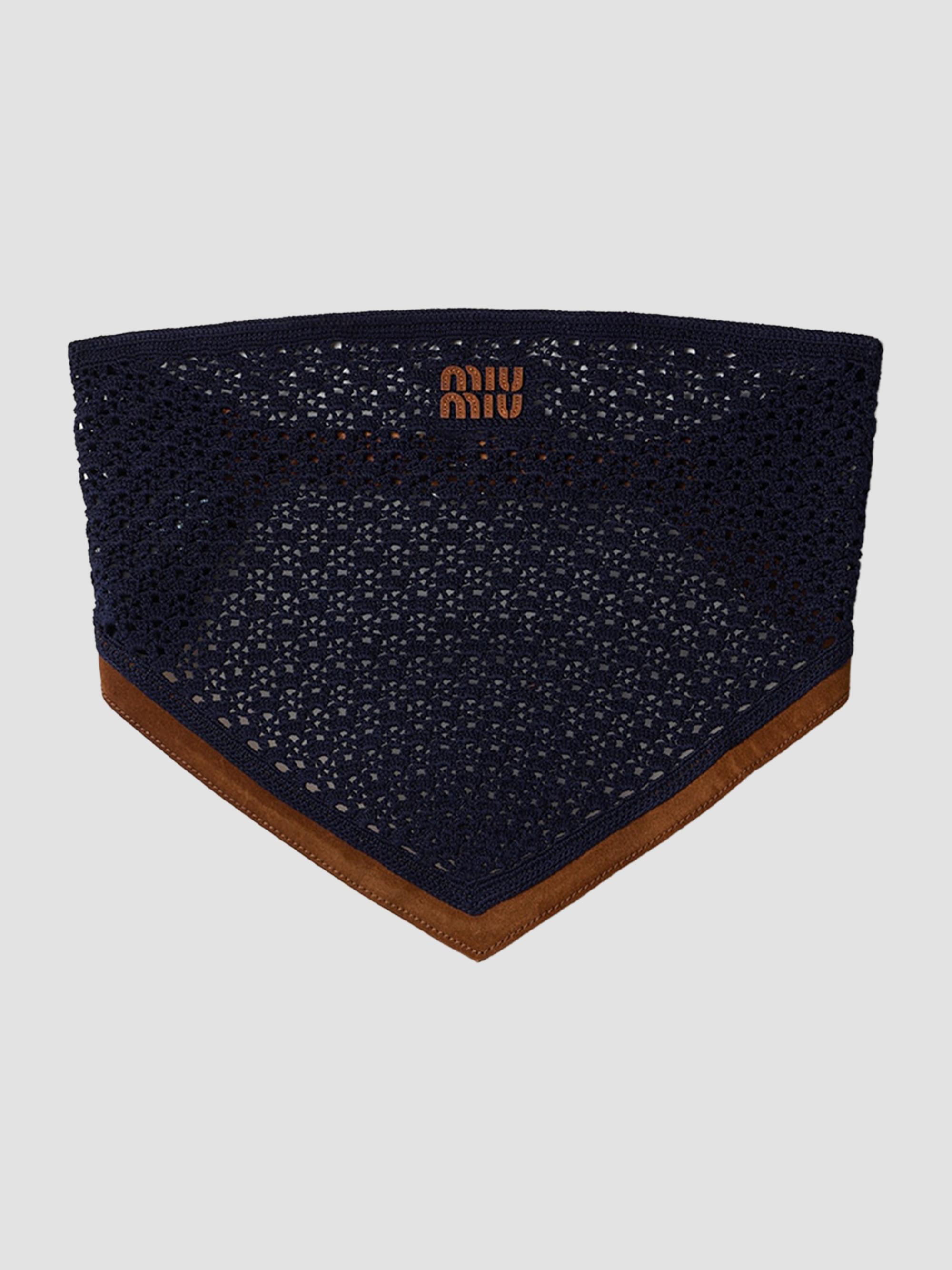 Miu Miu Women's Cotton and Suede Bandana Top - Blue | Thumbnail 7
