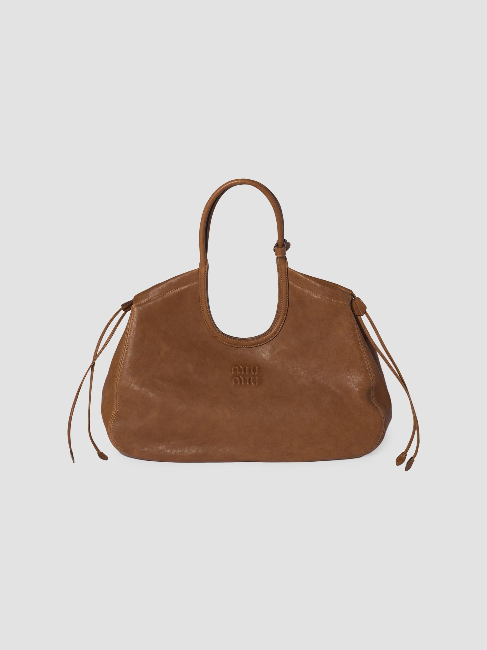 Miu Miu Women's Ivy Nappa Leather Shopping Bag - Brown | Thumbnail 8