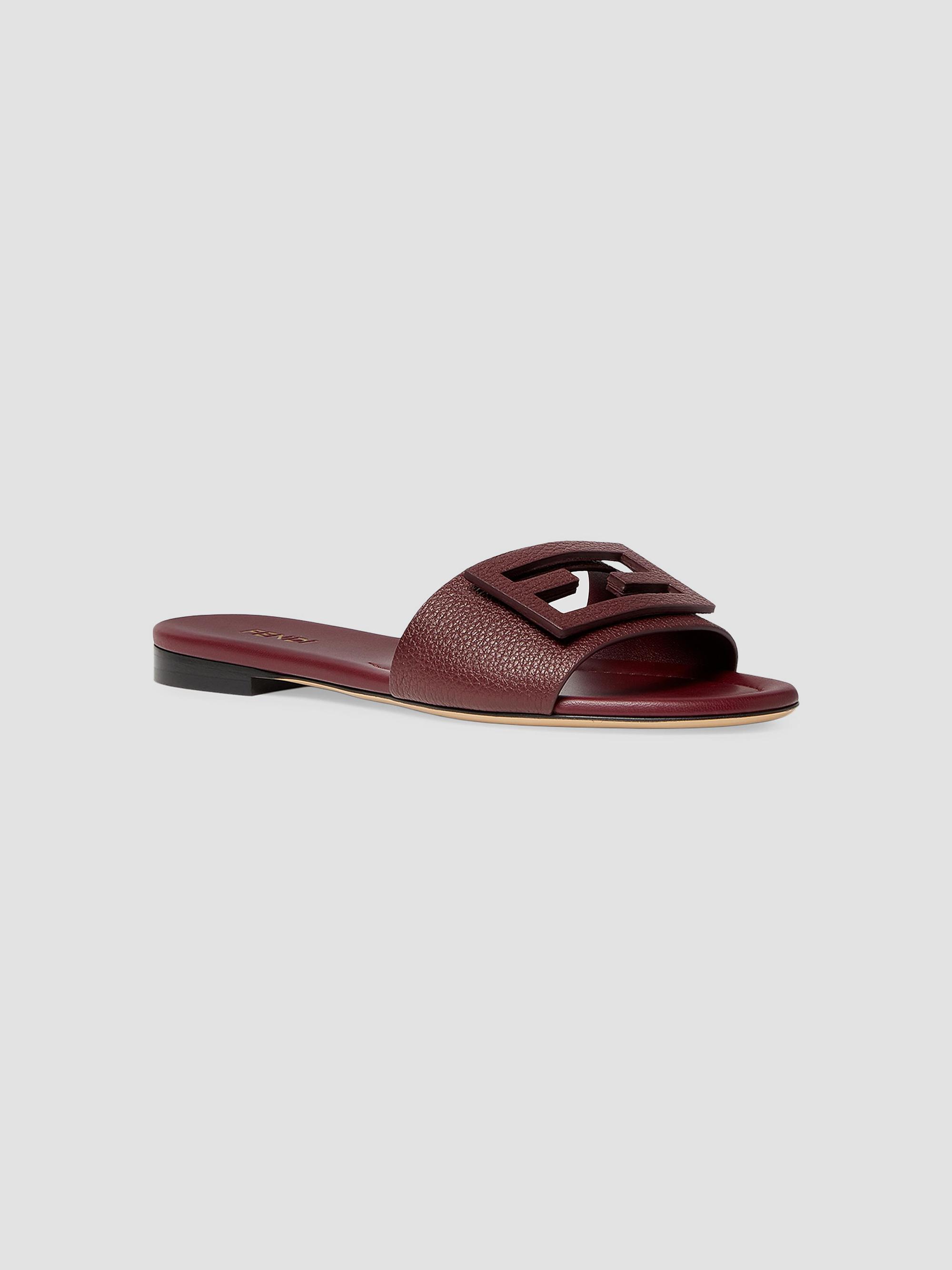 Fendi FF Leather Flat Sandals | Saks Fifth Avenue