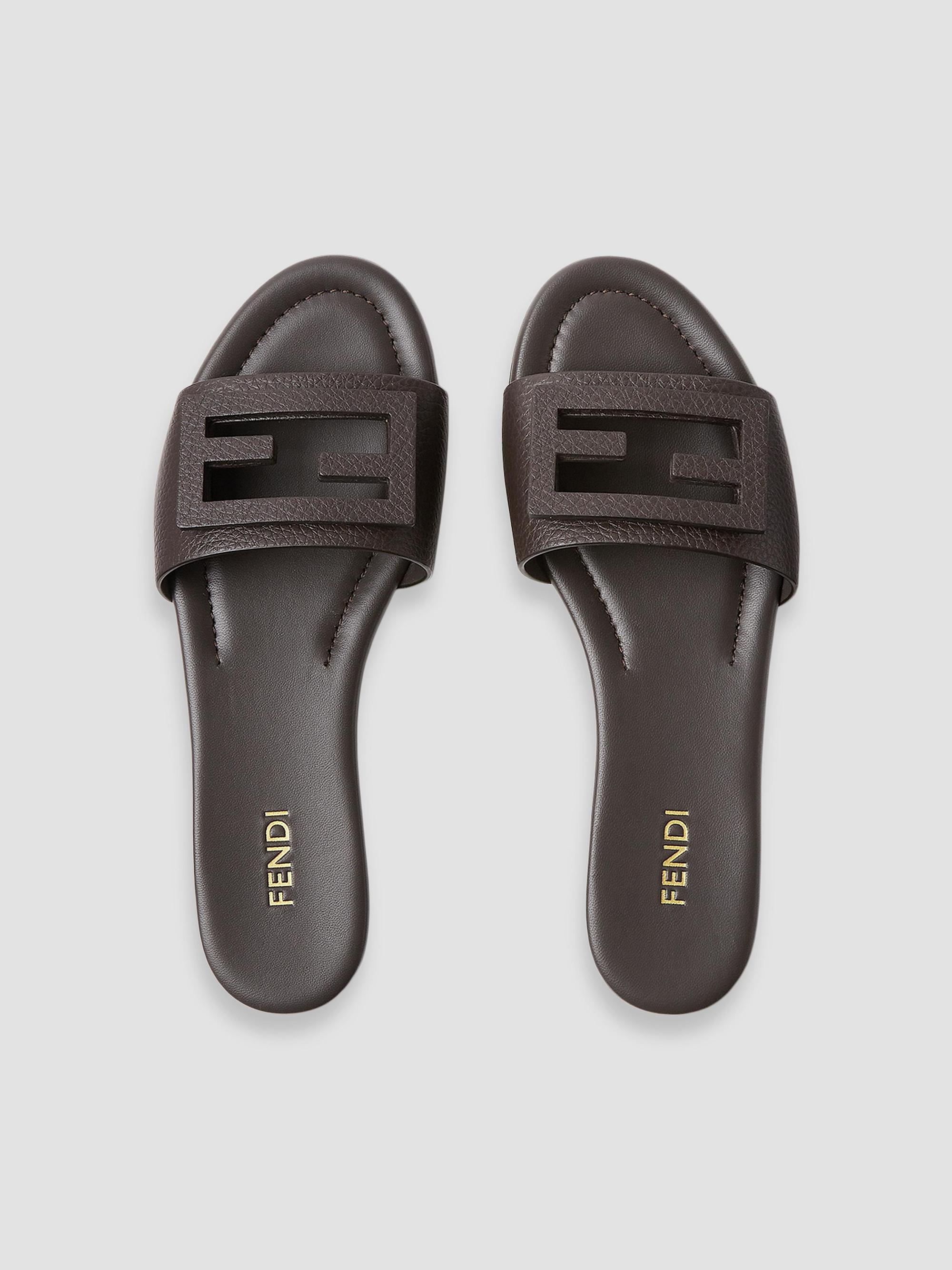 Fendi FF Leather Flat Sandals | Saks Fifth Avenue