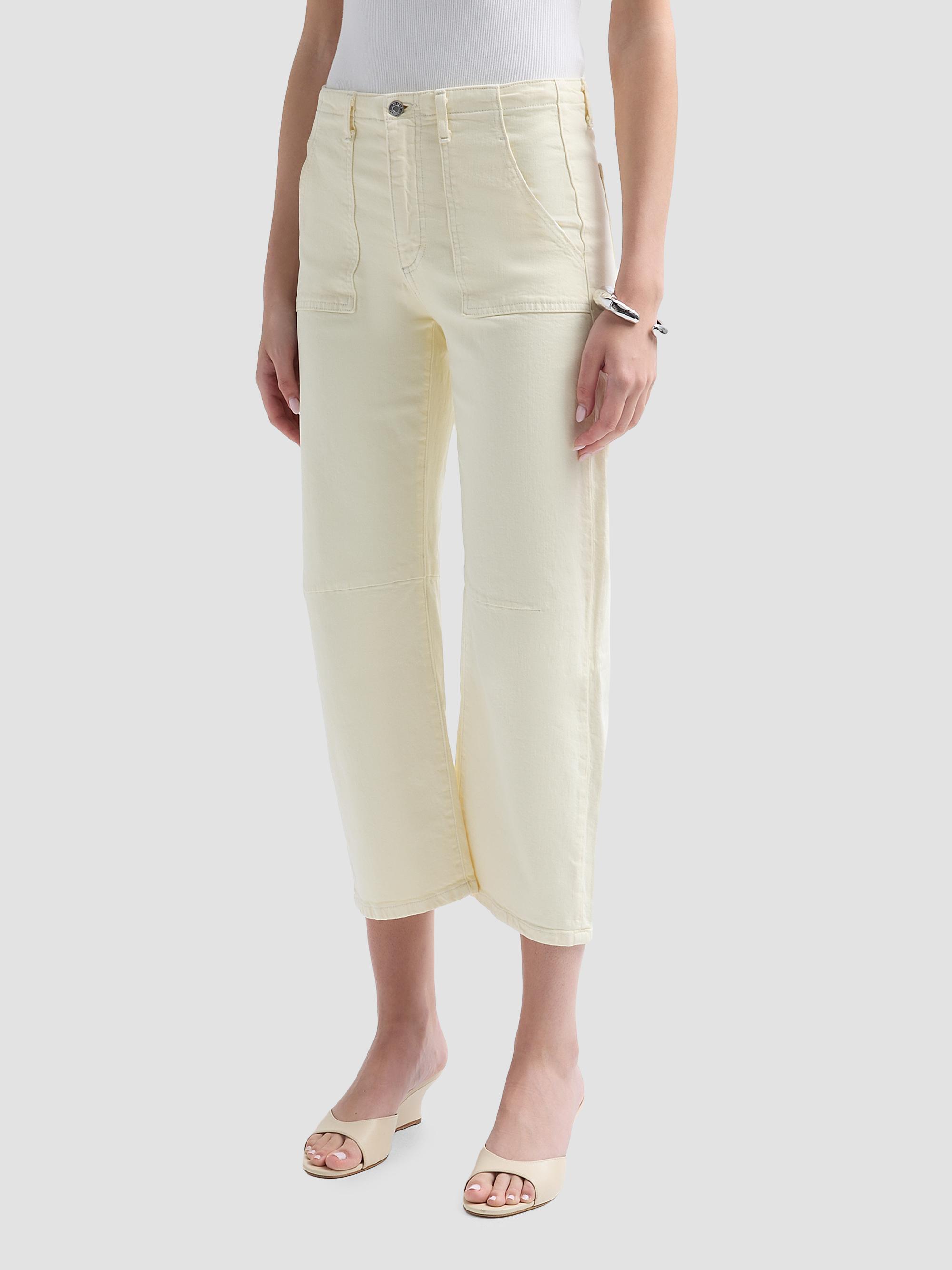Le Jean Women's Petite Utility Soft Barrel Jeans - Lemon Yellow | Thumbnail 4