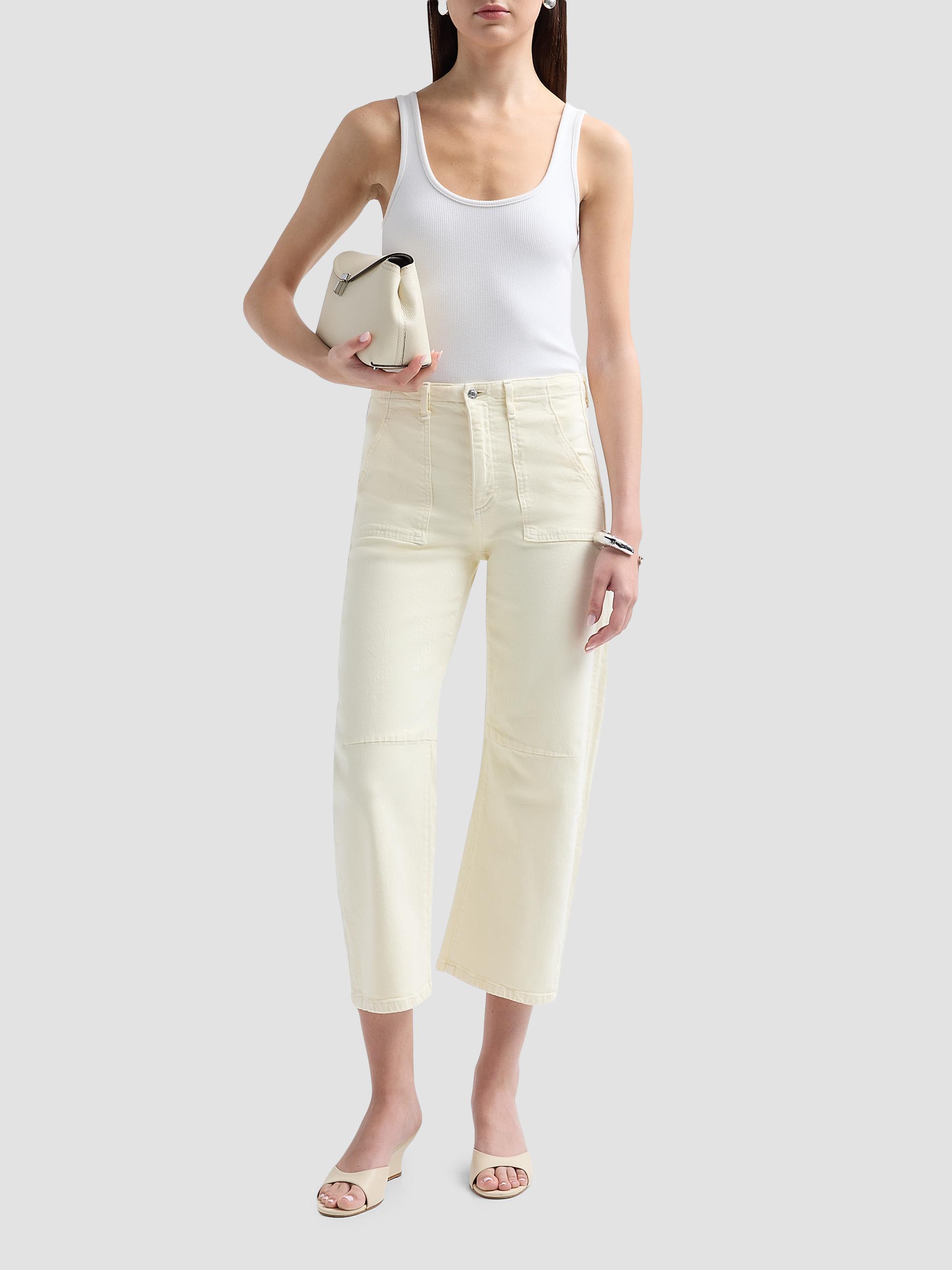 Le Jean Women's Petite Utility Soft Barrel Jeans - Lemon Yellow | Thumbnail 2