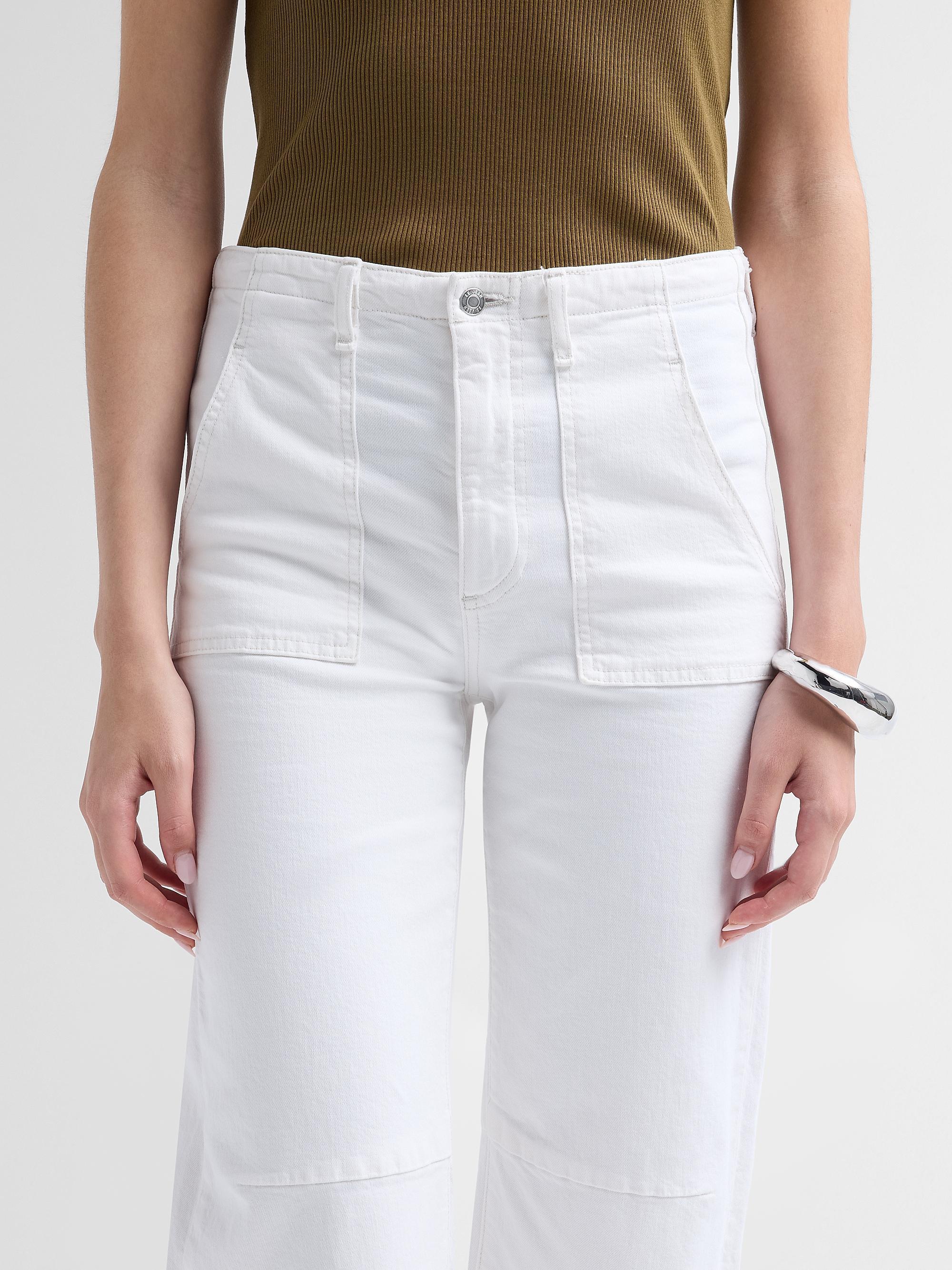 Le Jean Women's Petite Utility Soft Barrel Jeans - White | Thumbnail 5