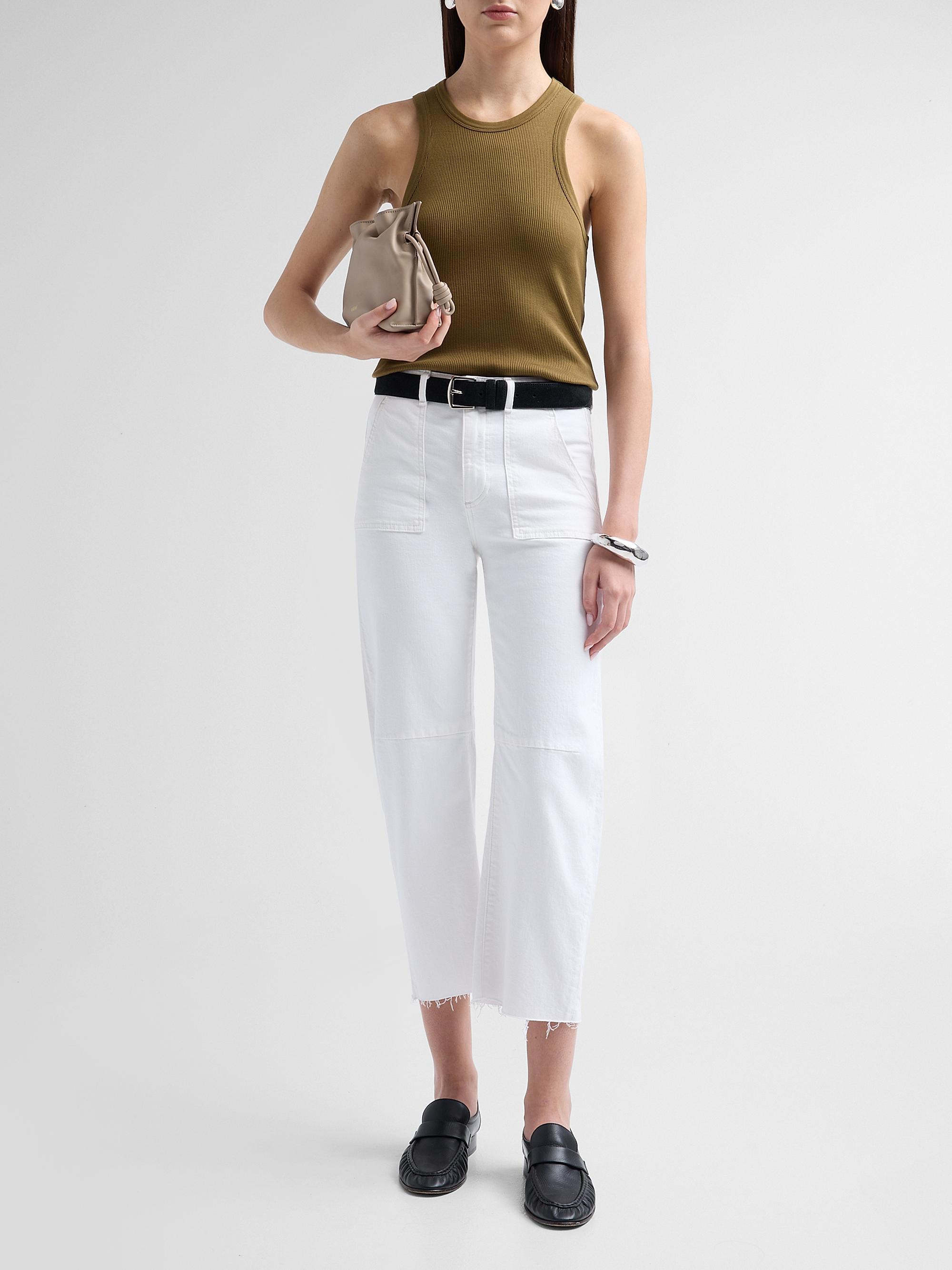 Le Jean Women's Petite Utility Soft Barrel Jeans - White | Thumbnail 2