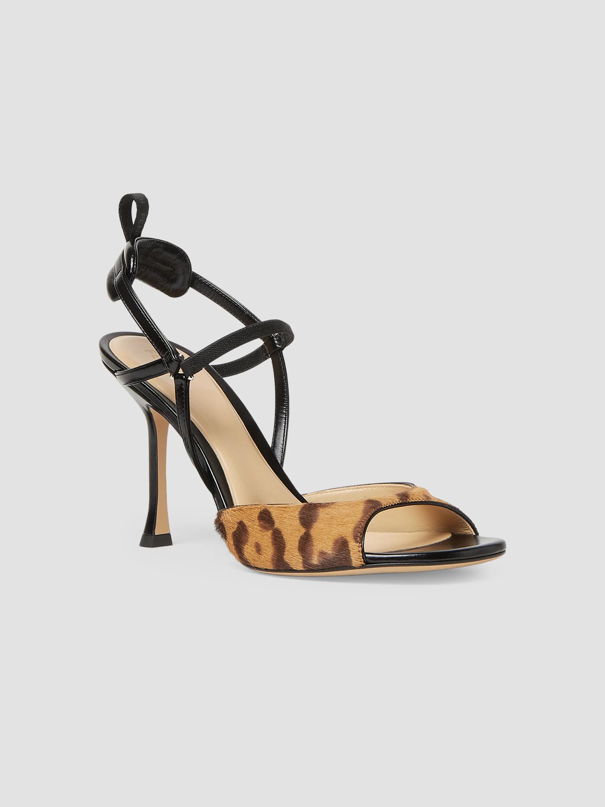 Fendi Very Colibri 85MM Leopard-Print Calf Hair Slingback Sandals