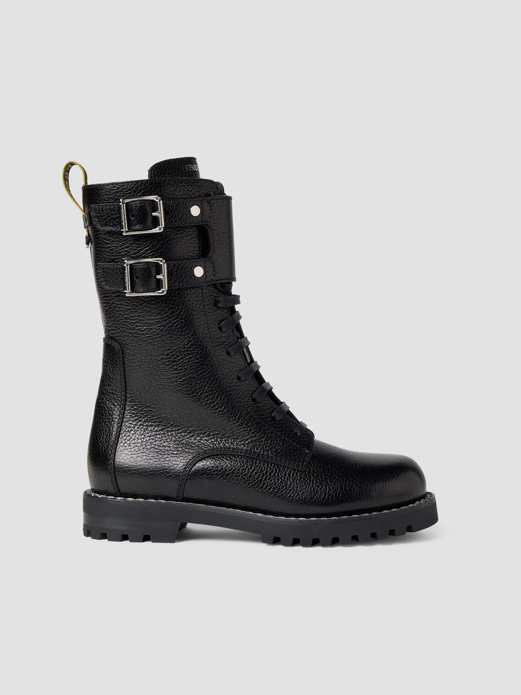 Fendi Rockoko Leather & Knit Combat Boots | Saks Fifth Avenue