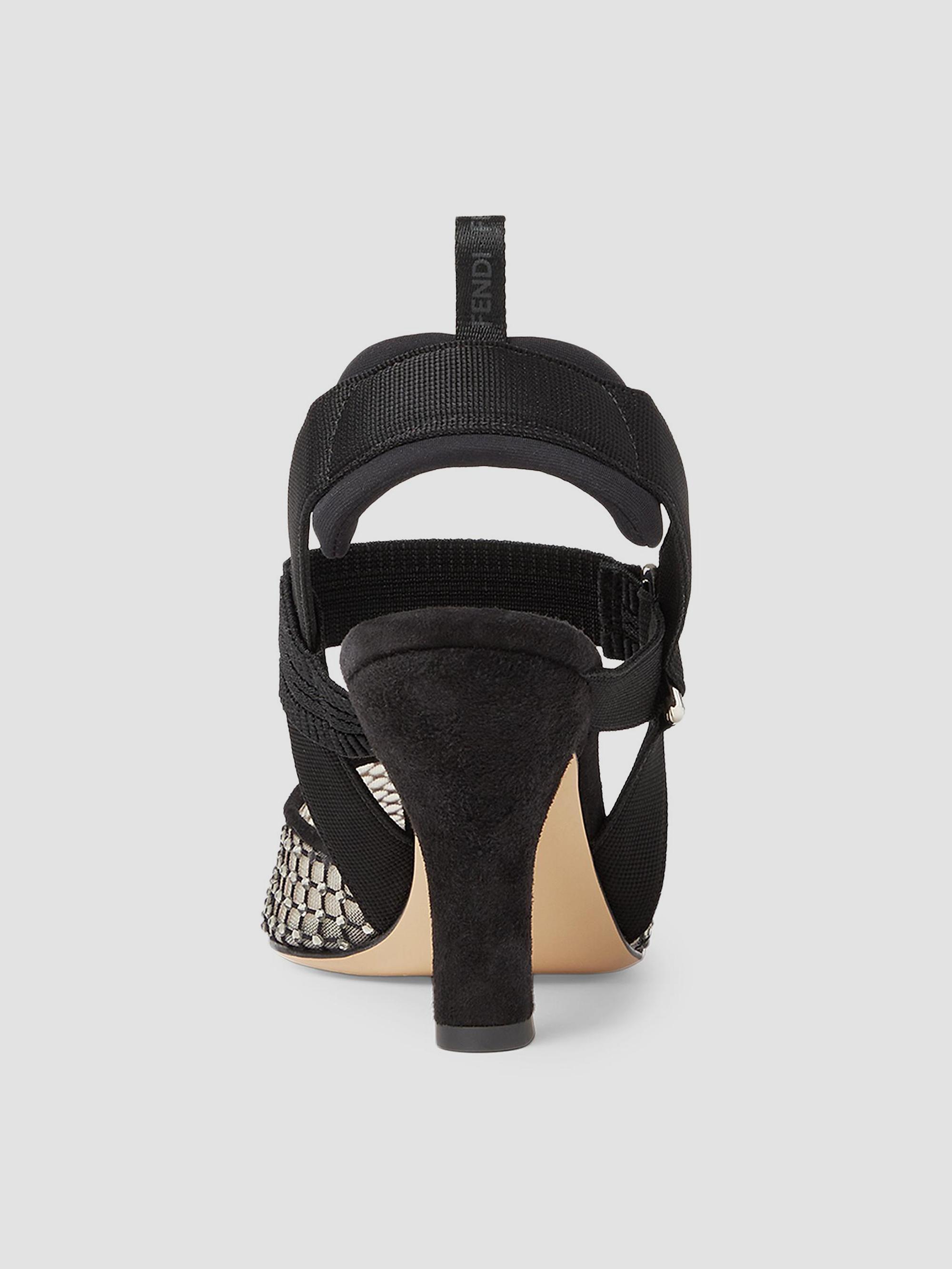 Fendi Colibri 85MM Embellished Mesh Slingback Sandals | Saks Fifth