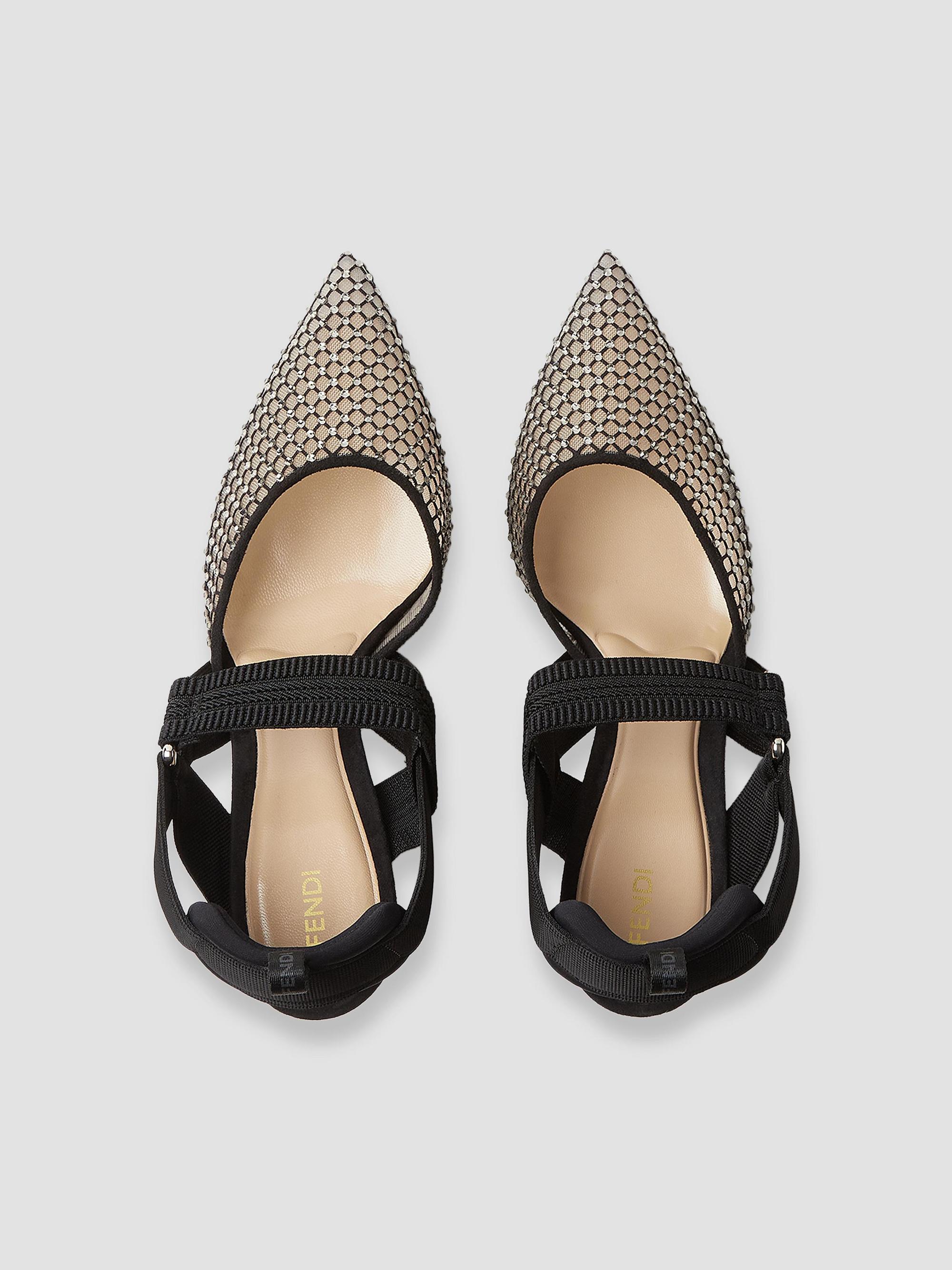Fendi Colibri 85MM Embellished Mesh Slingback Sandals | Saks Fifth
