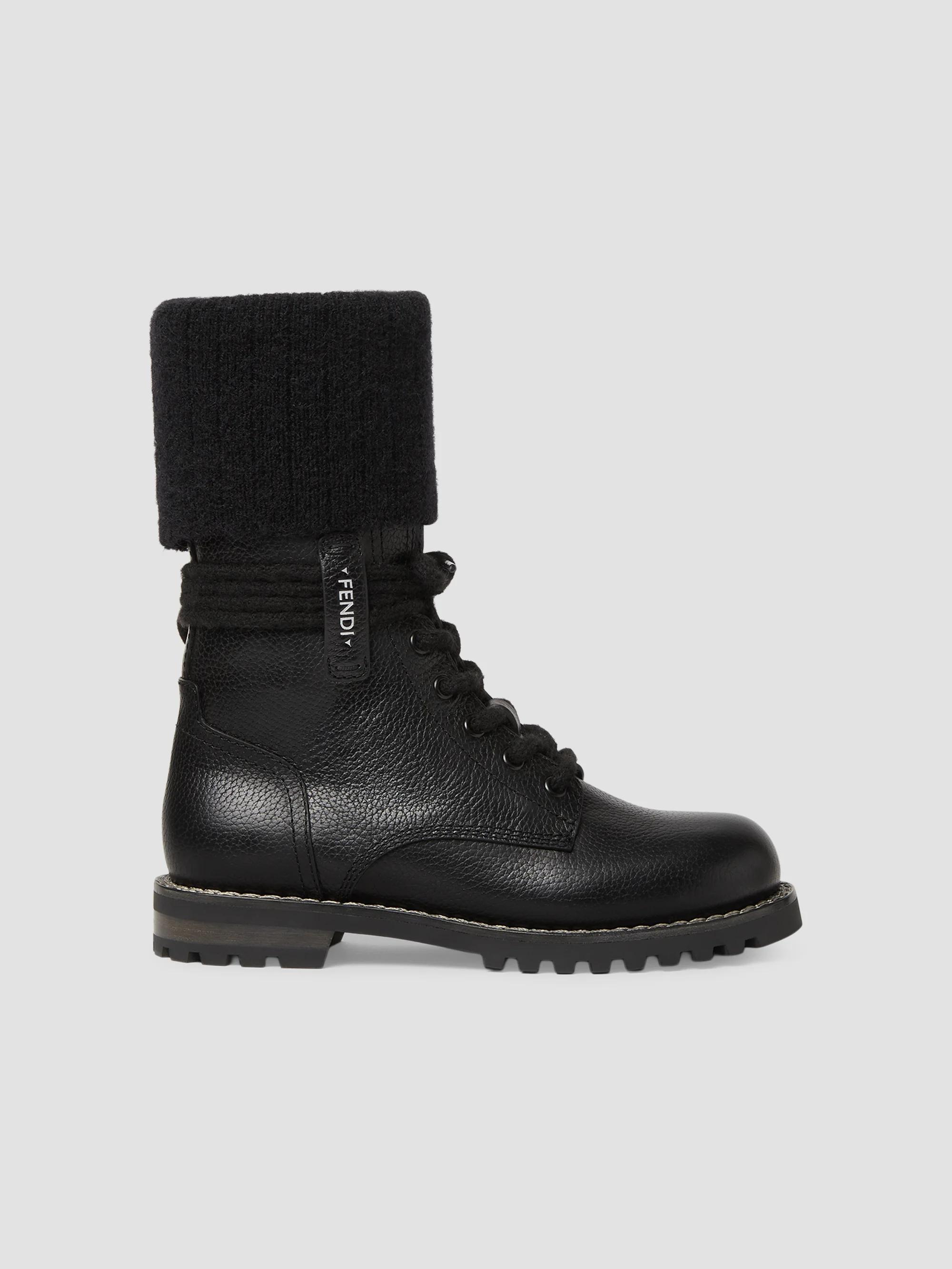 Fendi Filo Logo Leather Combat Boots | Saks Fifth Avenue