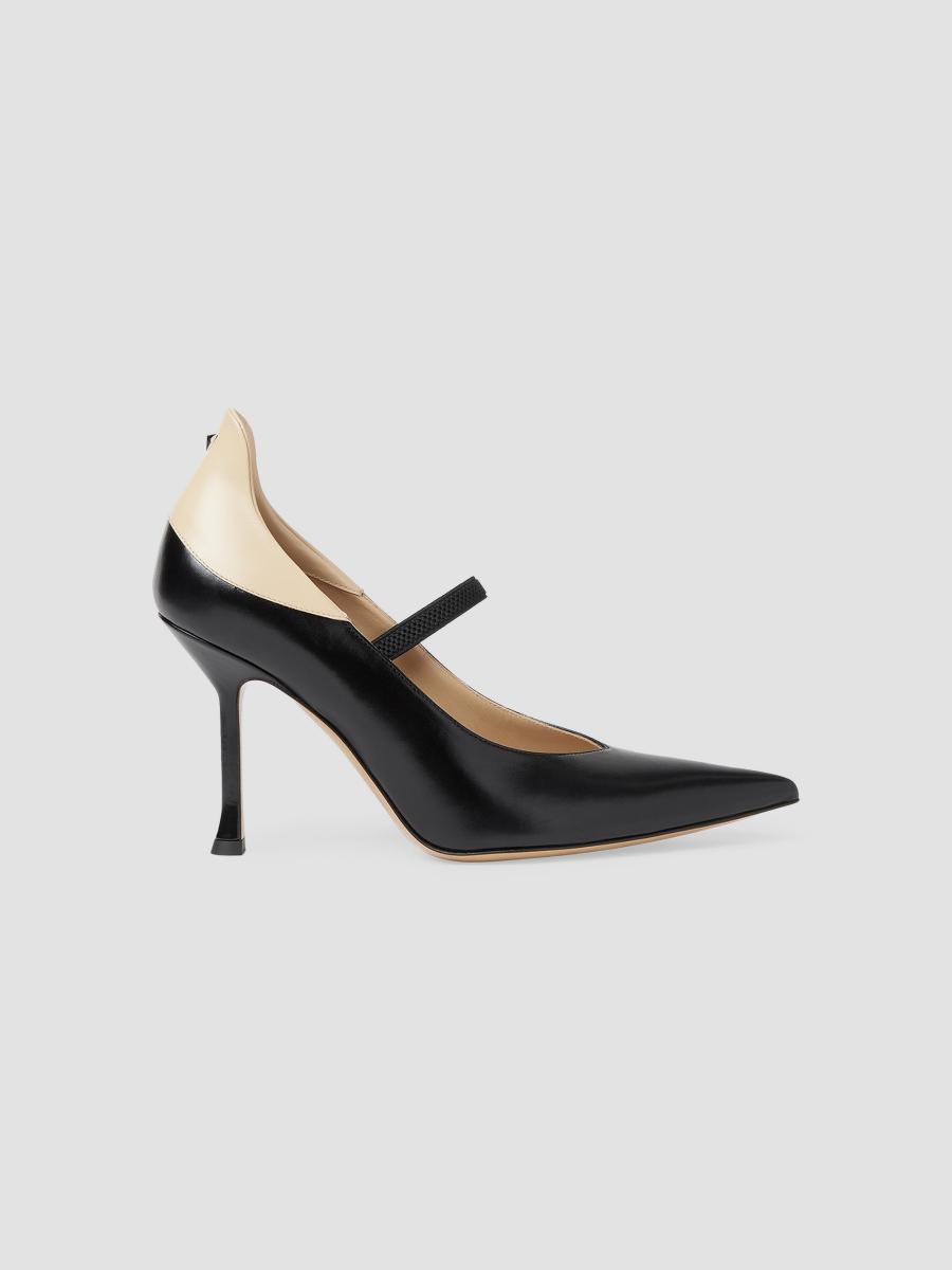 Fendi Women's 95mm Colorblocked Leather Mary Jane Pump In Nero